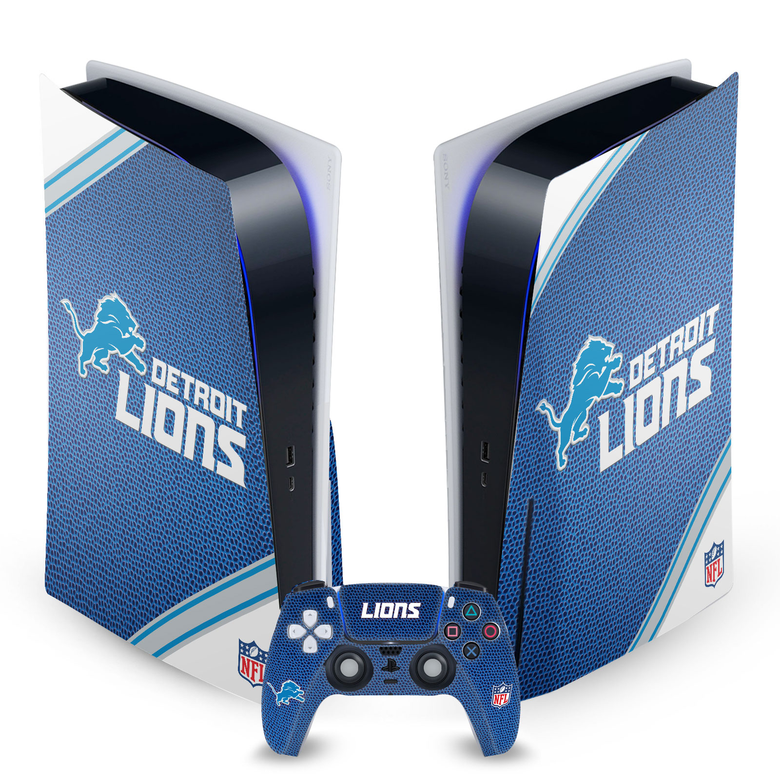 OFFICIAL NFL DETROIT LIONS VINYL SKIN DECAL FOR SONY PS5 DISC EDITION BUNDLE