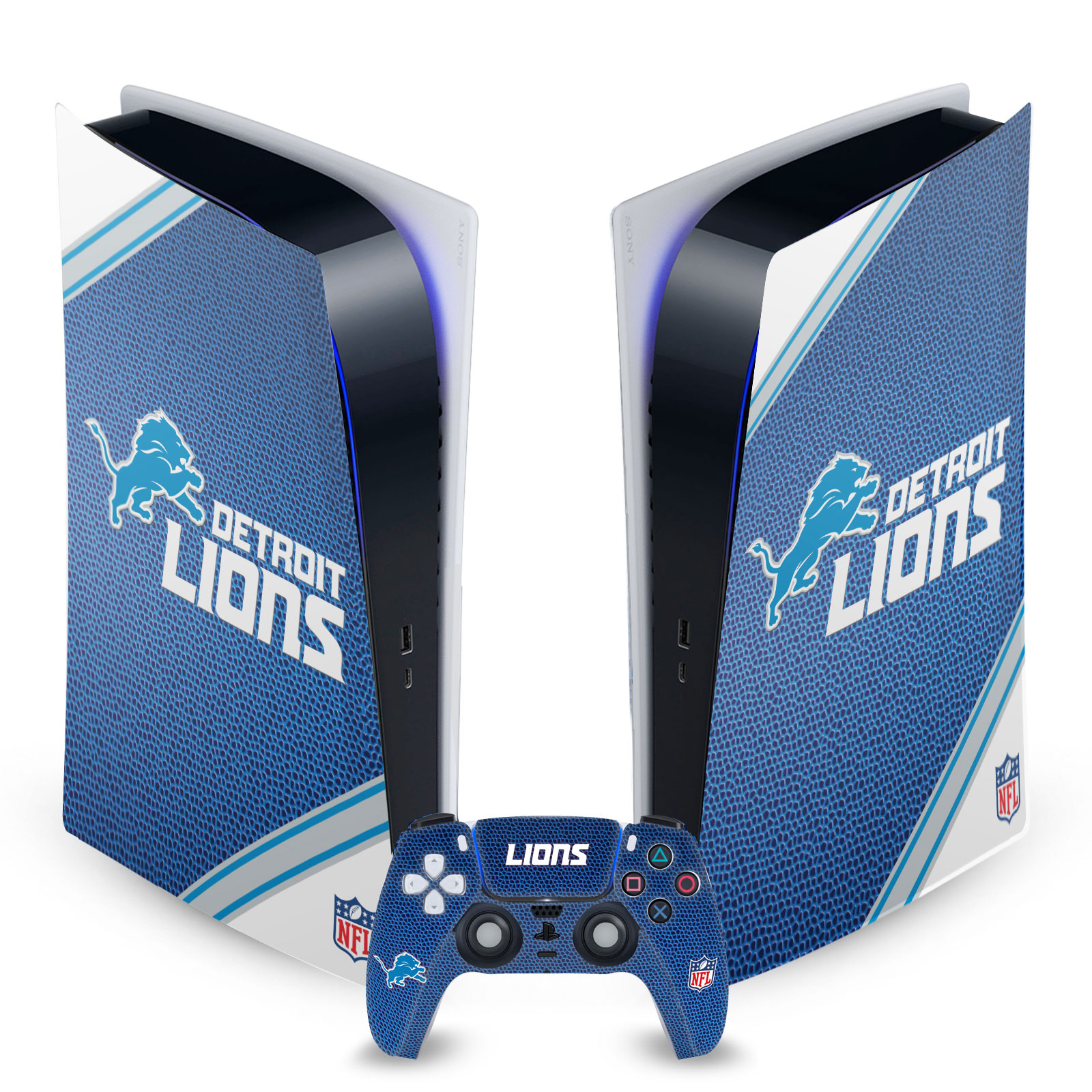 OFFICIAL NFL DETROIT LIONS VINYL SKIN DECAL FOR SONY PS5 DIGITAL EDITION BUNDLE