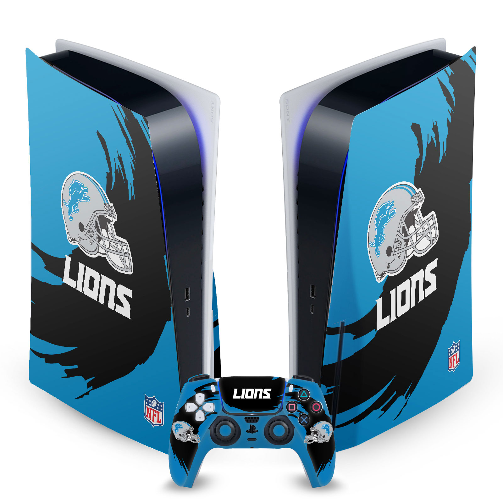 OFFICIAL NFL DETROIT LIONS VINYL SKIN DECAL FOR SONY PS5 DISC EDITION BUNDLE