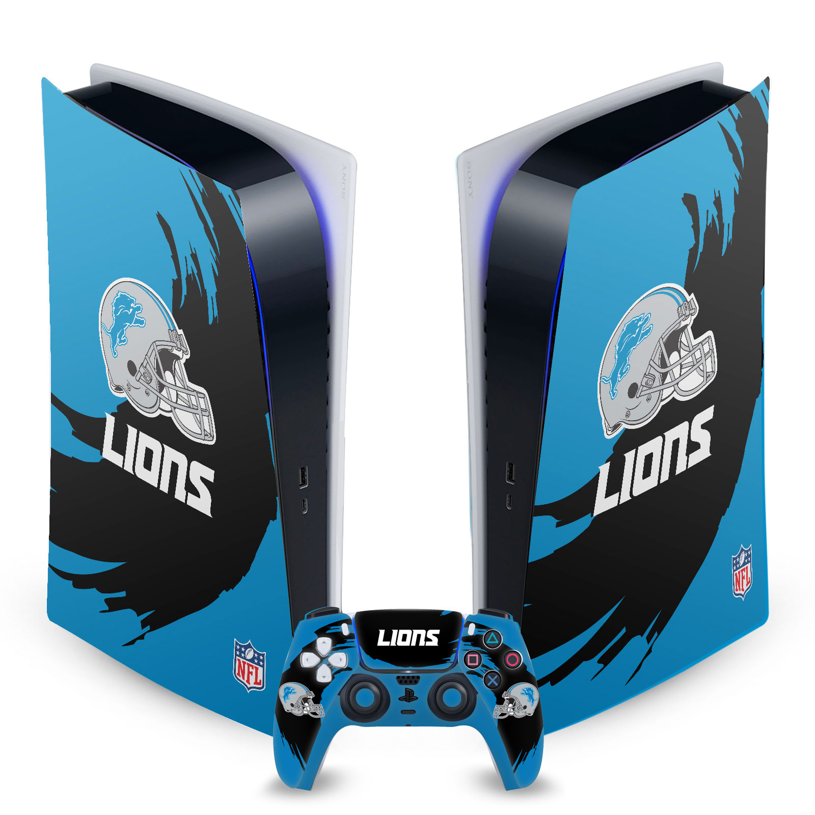 OFFICIAL NFL DETROIT LIONS VINYL SKIN DECAL FOR SONY PS5 DIGITAL EDITION BUNDLE