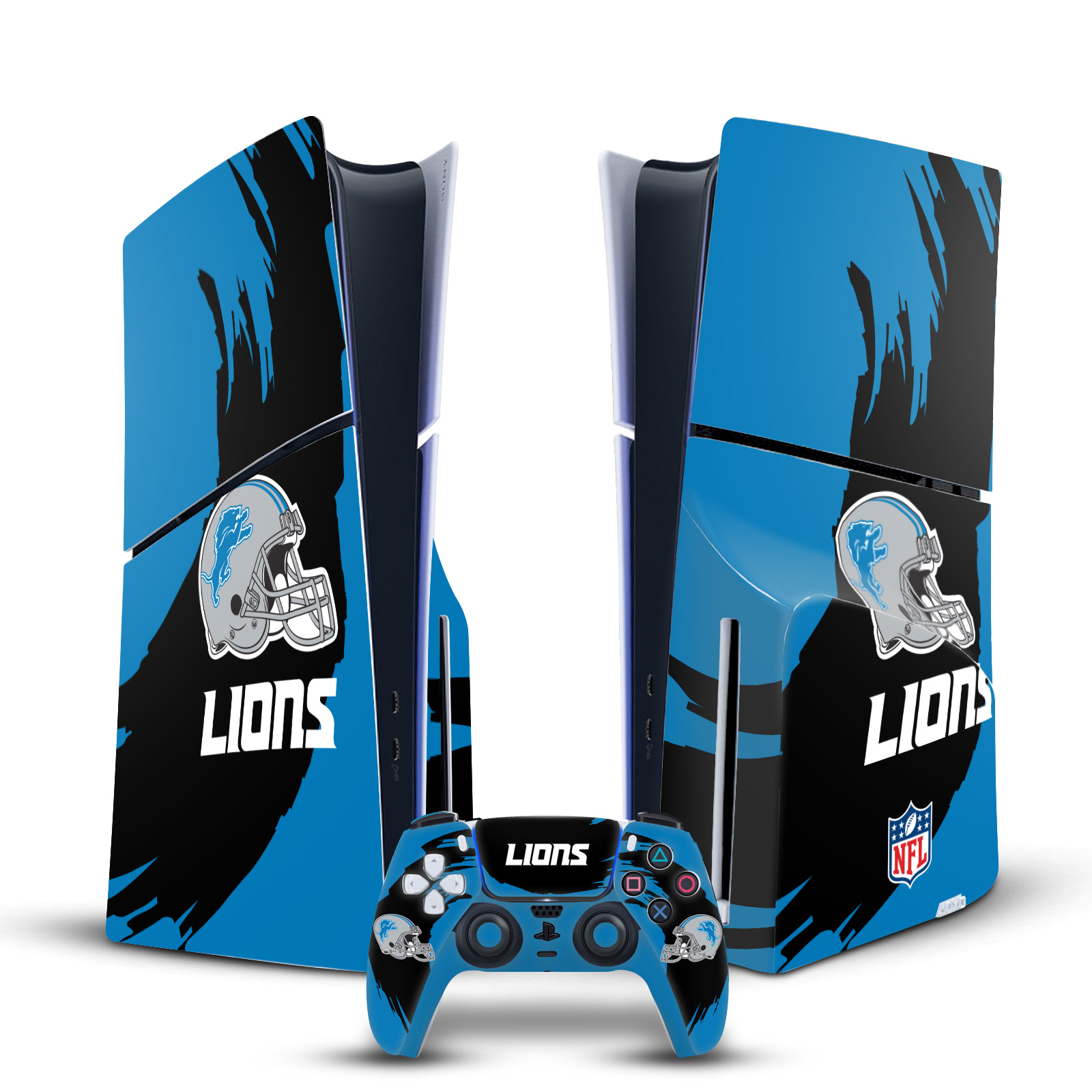 NFL DETROIT LIONS VINYL SKIN FOR SONY PS5 SLIM DISC CONSOLE & CONTROLLER