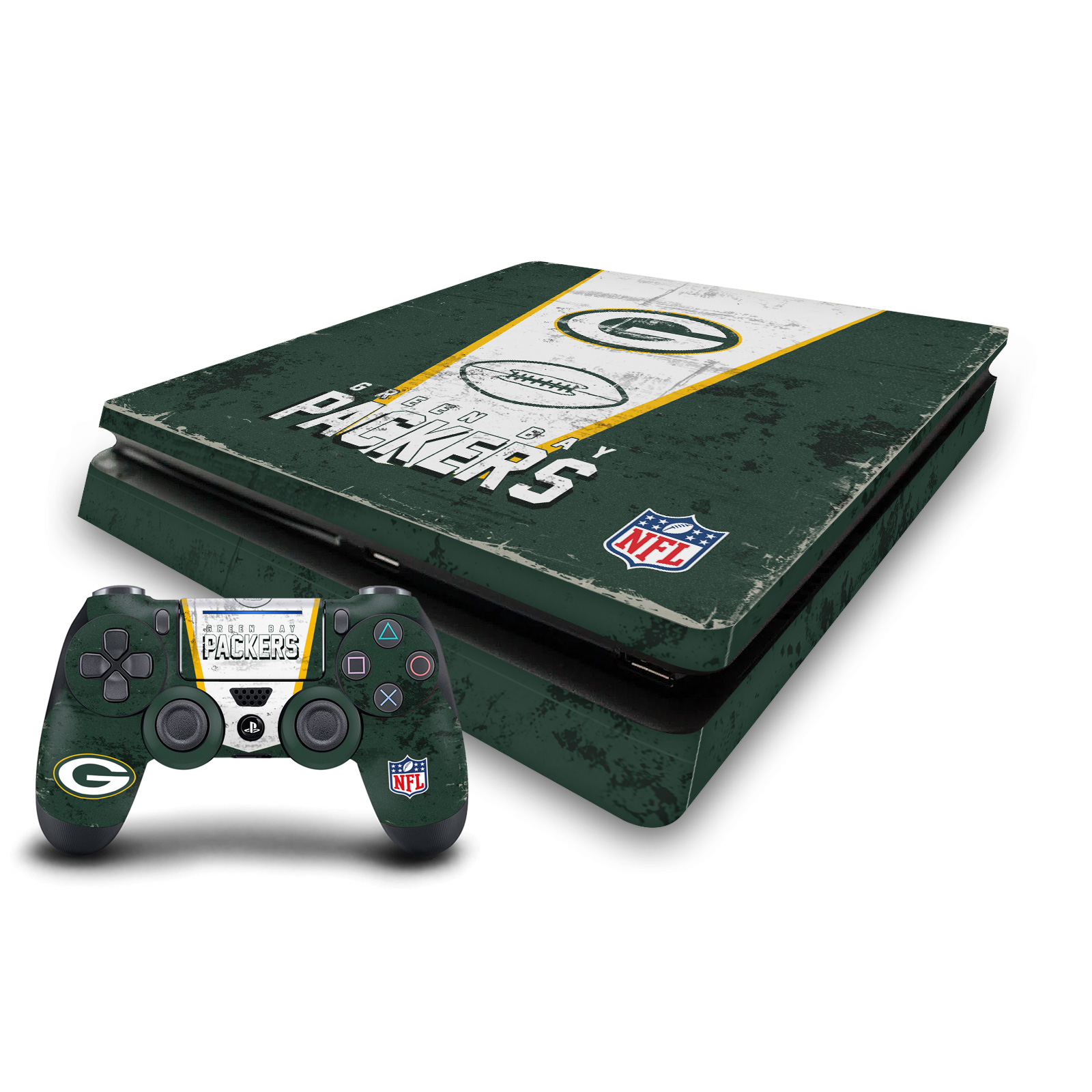 OFFICIAL NFL GREEN BAY PACKERS VINYL SKIN FOR PS4 SLIM CONSOLE & CONTROLLER