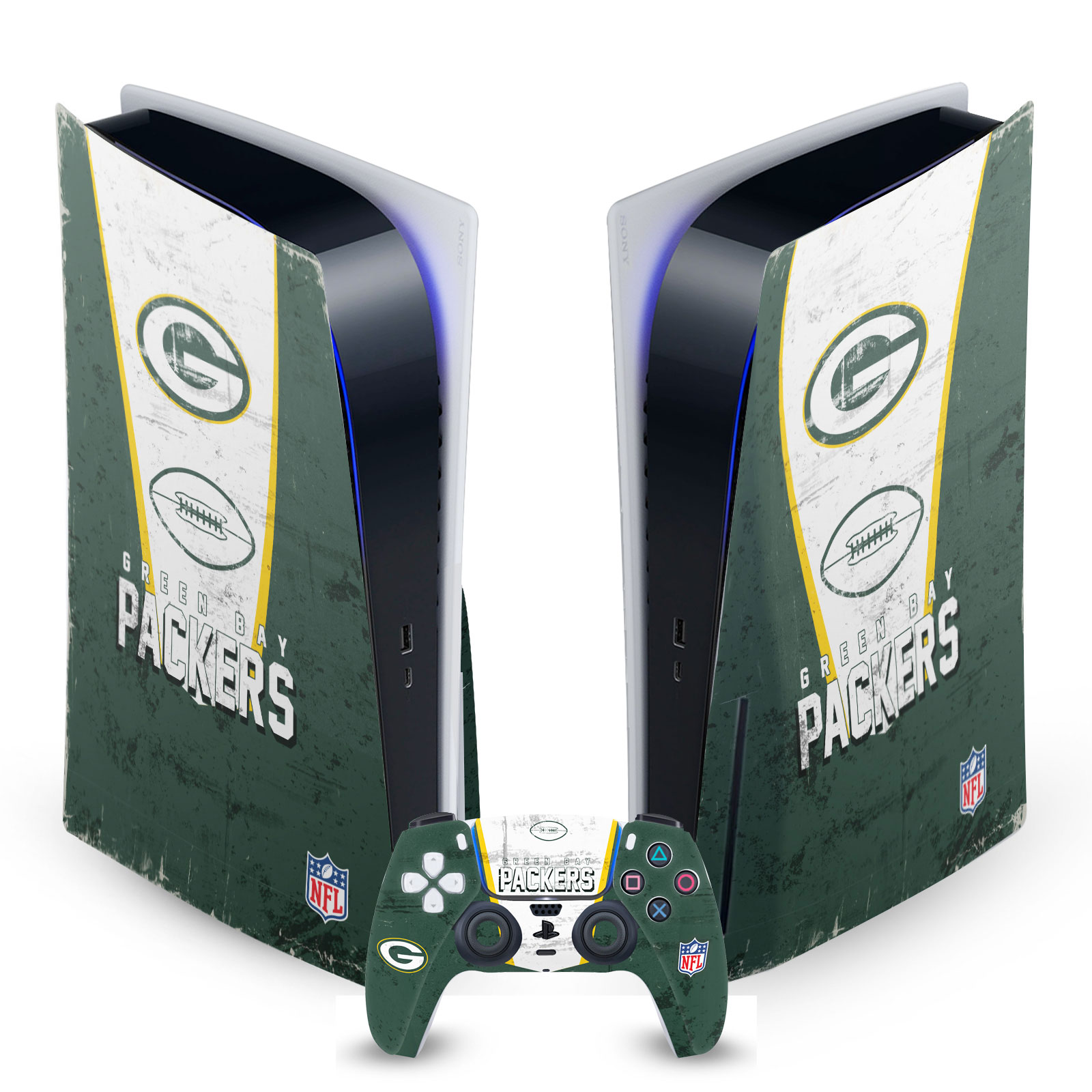 OFFICIAL NFL GREEN BAY PACKERS VINYL SKIN DECAL FOR SONY PS5 DISC EDITION BUNDLE