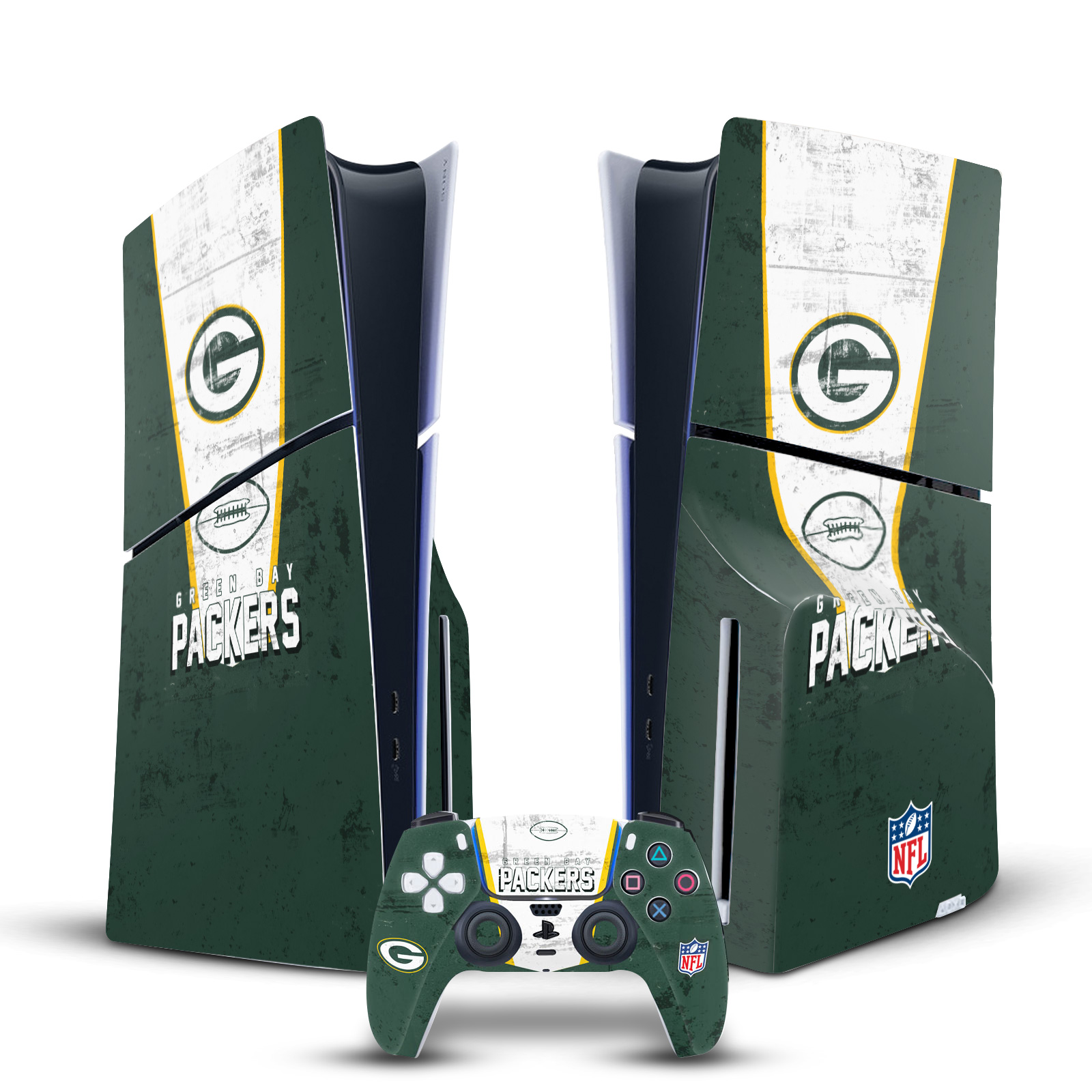 OFFICIAL NFL GREEN BAY PACKERS VINYL SKIN FOR PS5 SLIM DISC CONSOLE & CONTROLLER