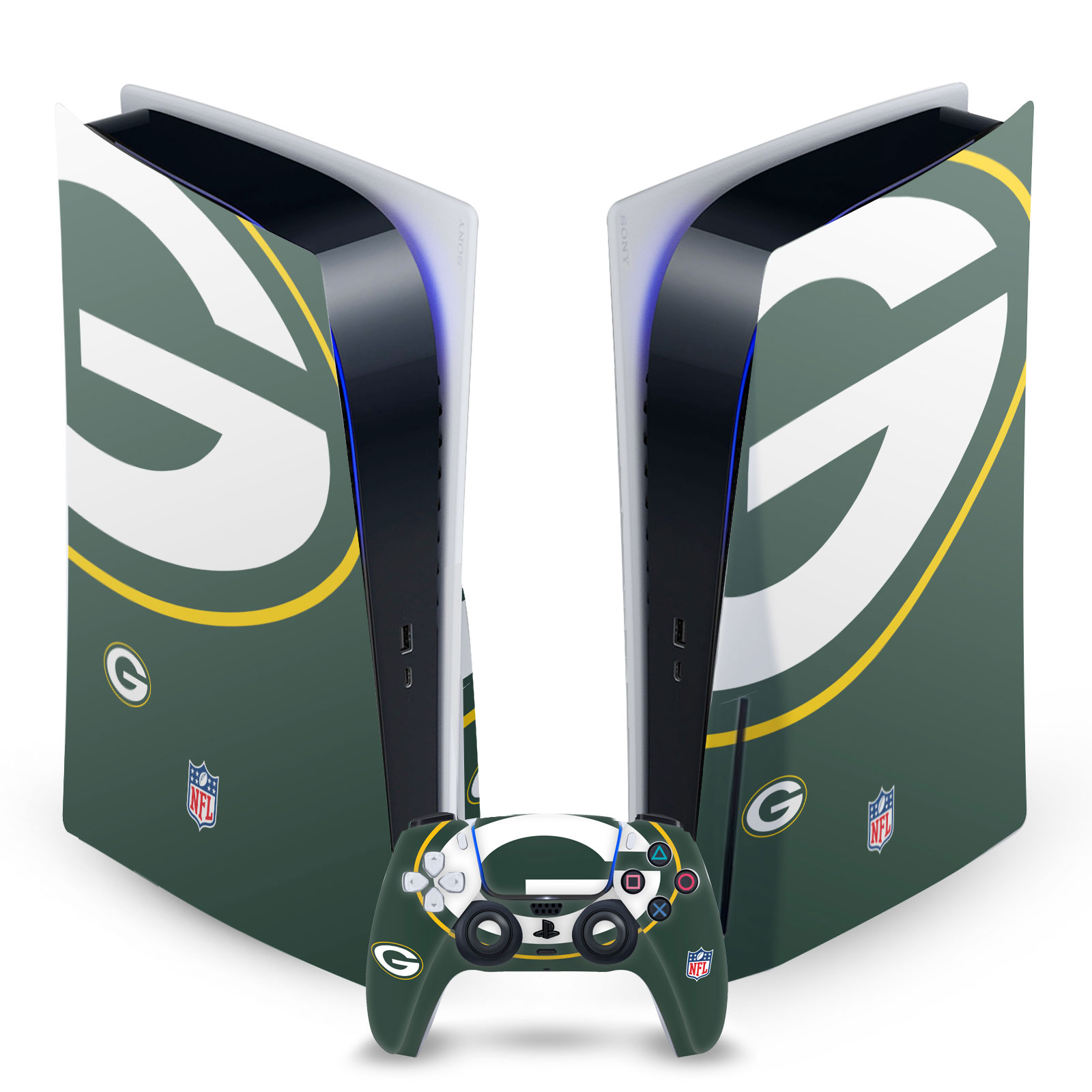 OFFICIAL NFL GREEN BAY PACKERS VINYL SKIN DECAL FOR SONY PS5 DISC EDITION BUNDLE