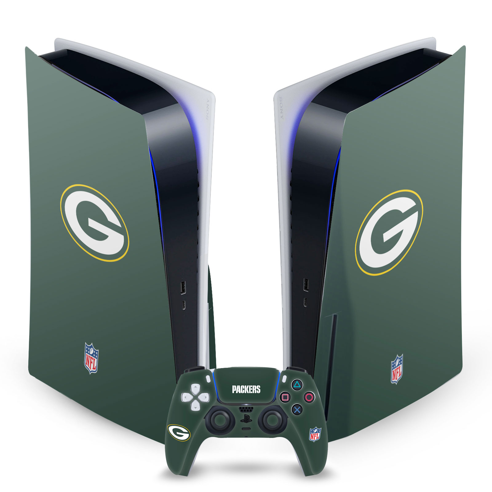 OFFICIAL NFL GREEN BAY PACKERS VINYL SKIN DECAL FOR SONY PS5 DISC EDITION BUNDLE