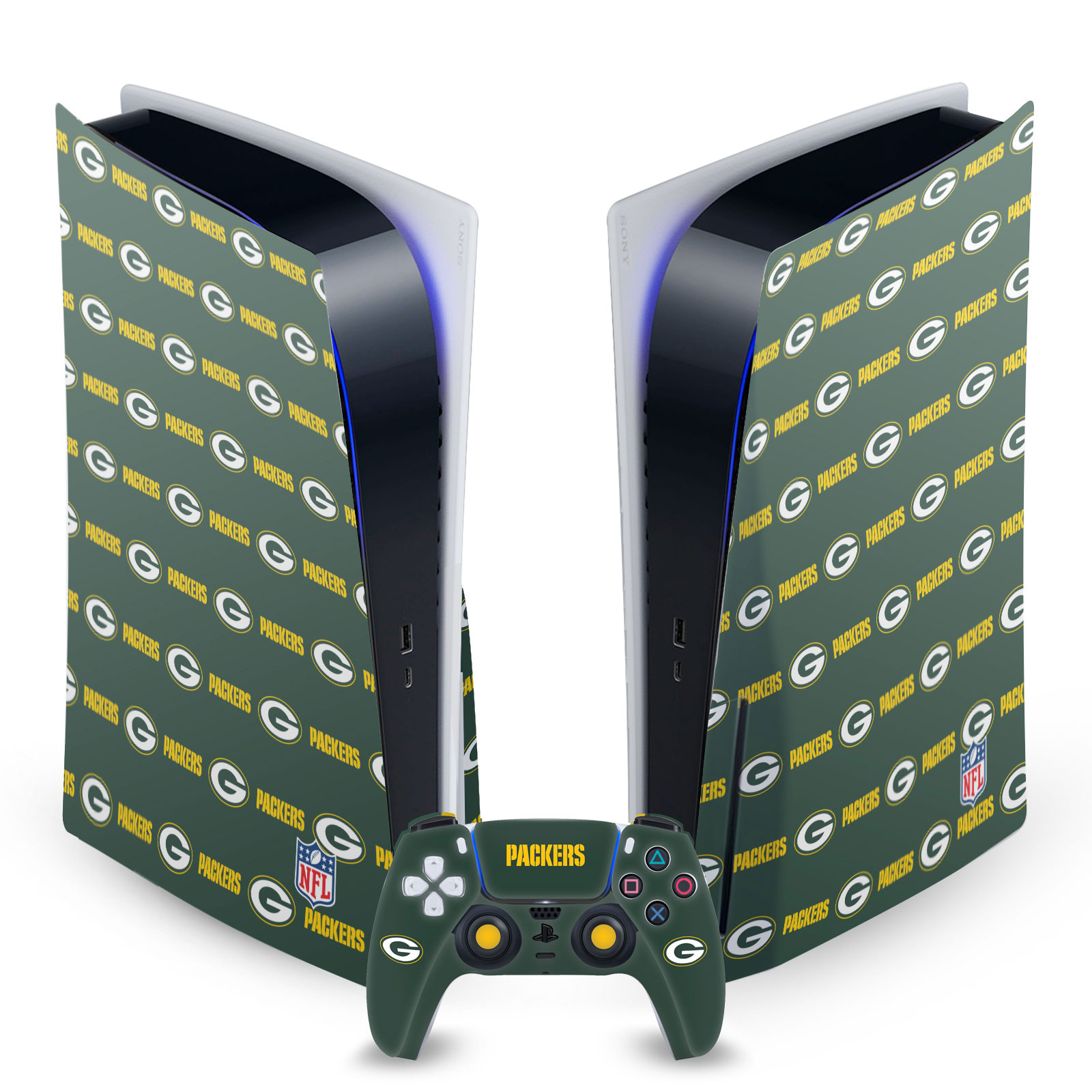 OFFICIAL NFL GREEN BAY PACKERS VINYL SKIN DECAL FOR SONY PS5 DISC EDITION BUNDLE