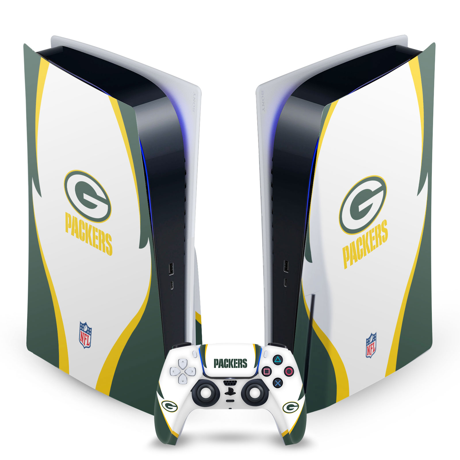 OFFICIAL NFL GREEN BAY PACKERS VINYL SKIN DECAL FOR SONY PS5 DISC EDITION BUNDLE