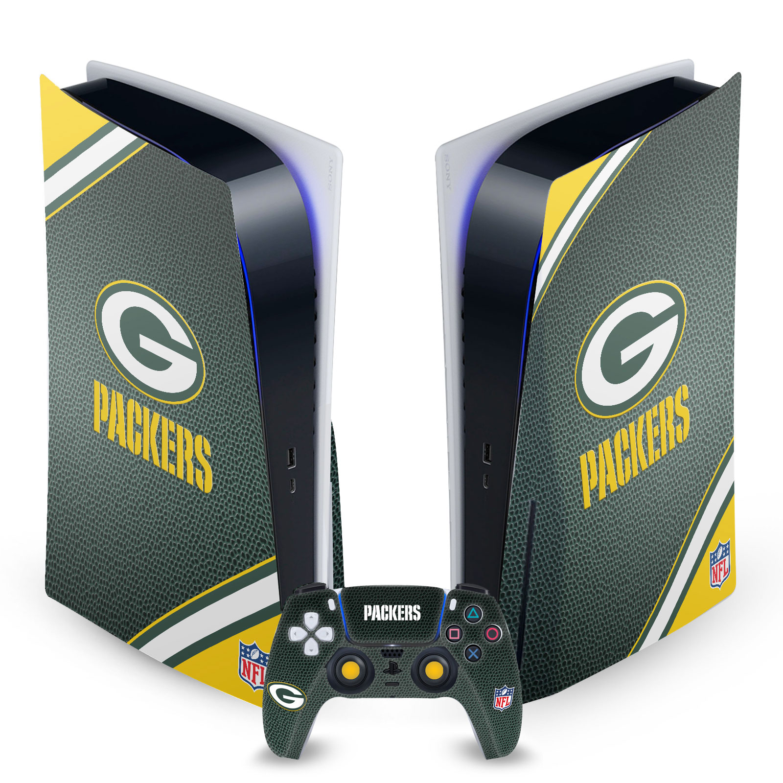 OFFICIAL NFL GREEN BAY PACKERS VINYL SKIN DECAL FOR SONY PS5 DISC EDITION BUNDLE