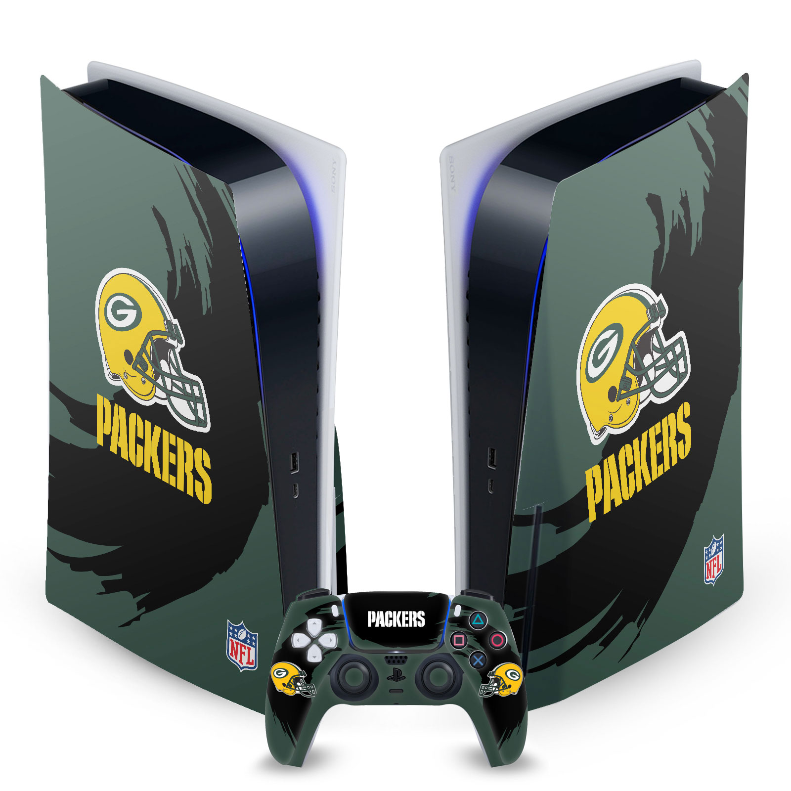 OFFICIAL NFL GREEN BAY PACKERS VINYL SKIN DECAL FOR SONY PS5 DISC EDITION BUNDLE