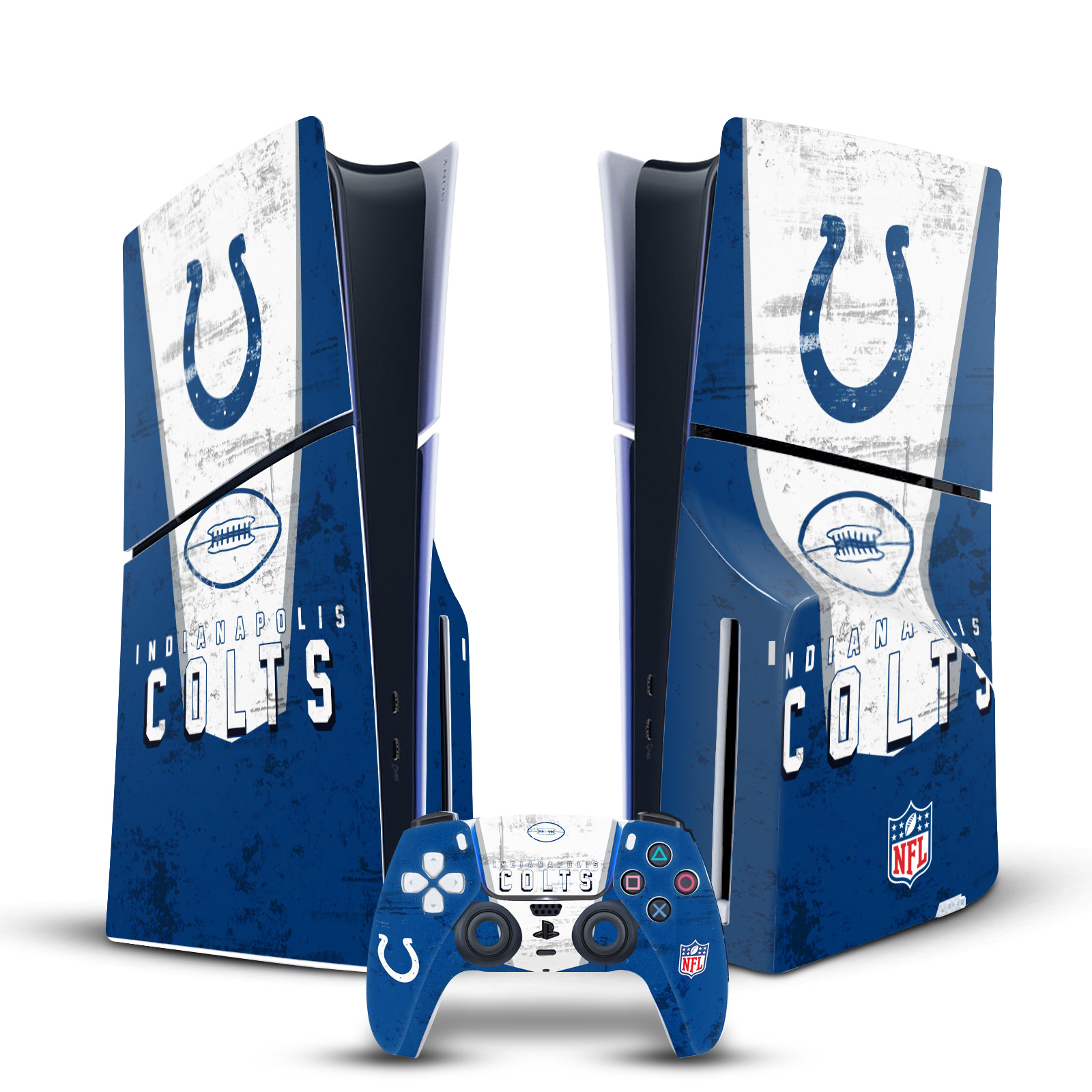 NFL INDIANAPOLIS COLTS VINYL SKIN DECAL FOR PS5 SLIM DISC CONSOLE & CONTROLLER