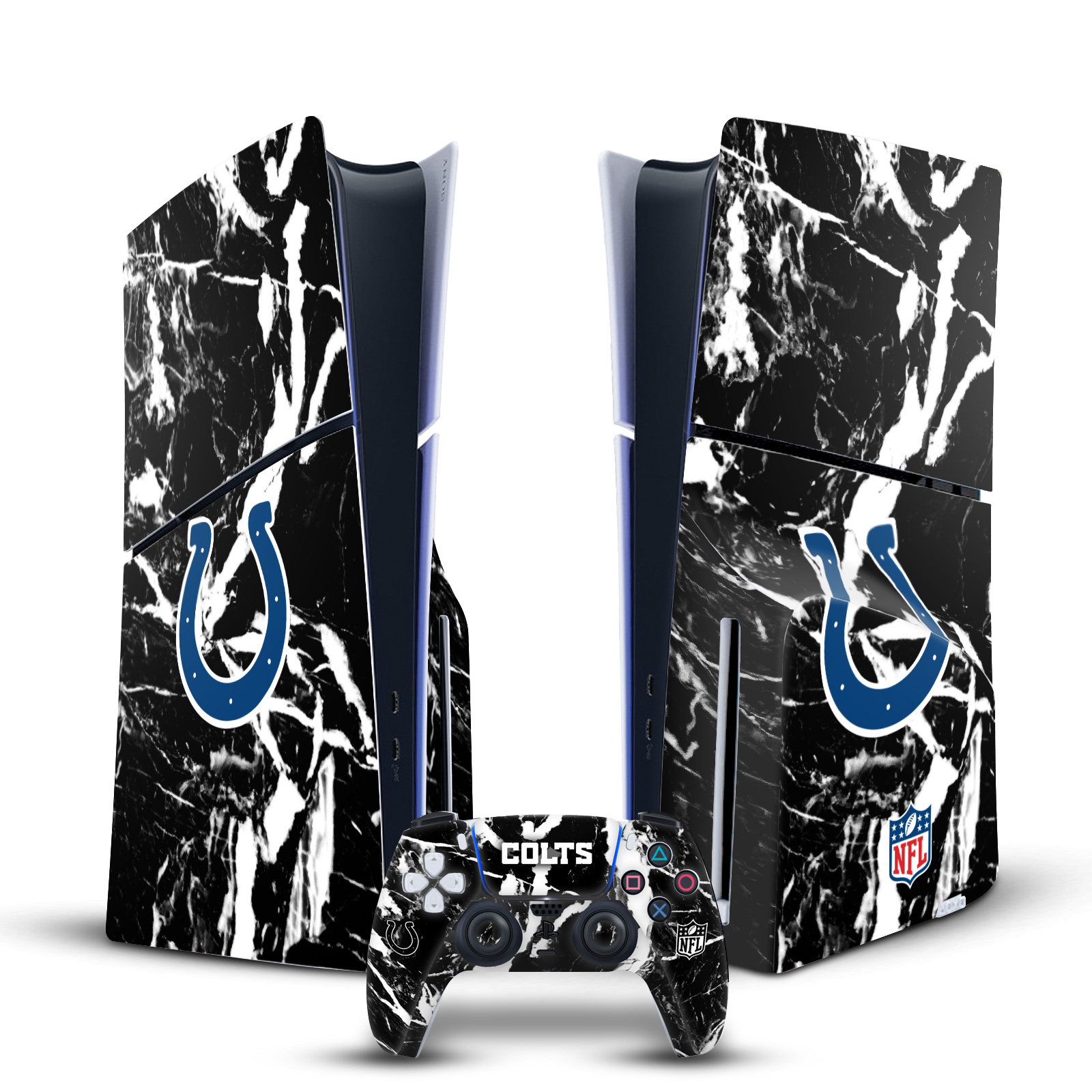 NFL INDIANAPOLIS COLTS VINYL SKIN DECAL FOR PS5 SLIM DISC CONSOLE & CONTROLLER