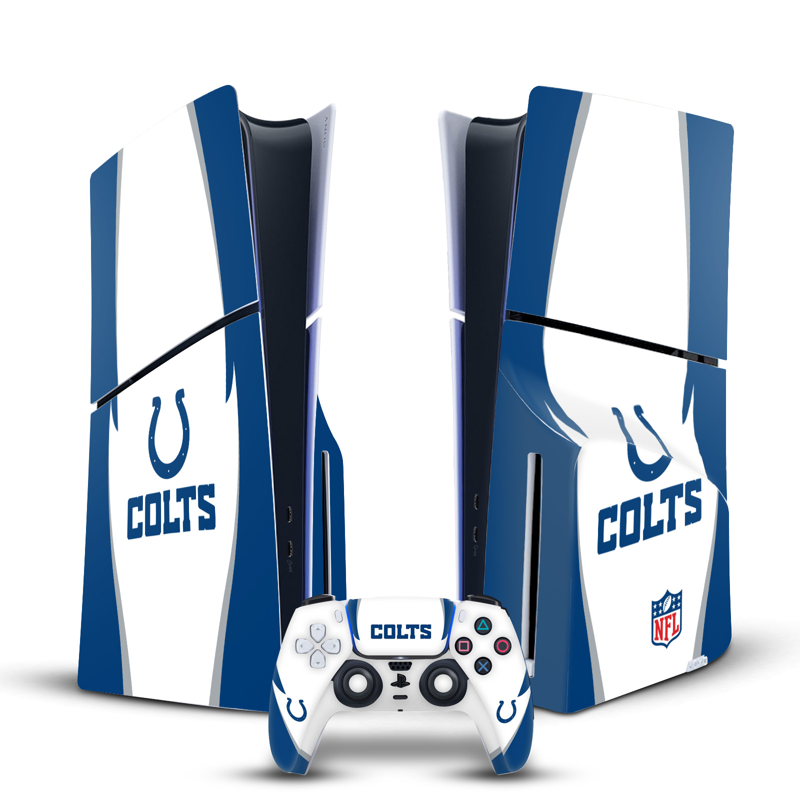 NFL INDIANAPOLIS COLTS VINYL SKIN DECAL FOR PS5 SLIM DISC CONSOLE & CONTROLLER