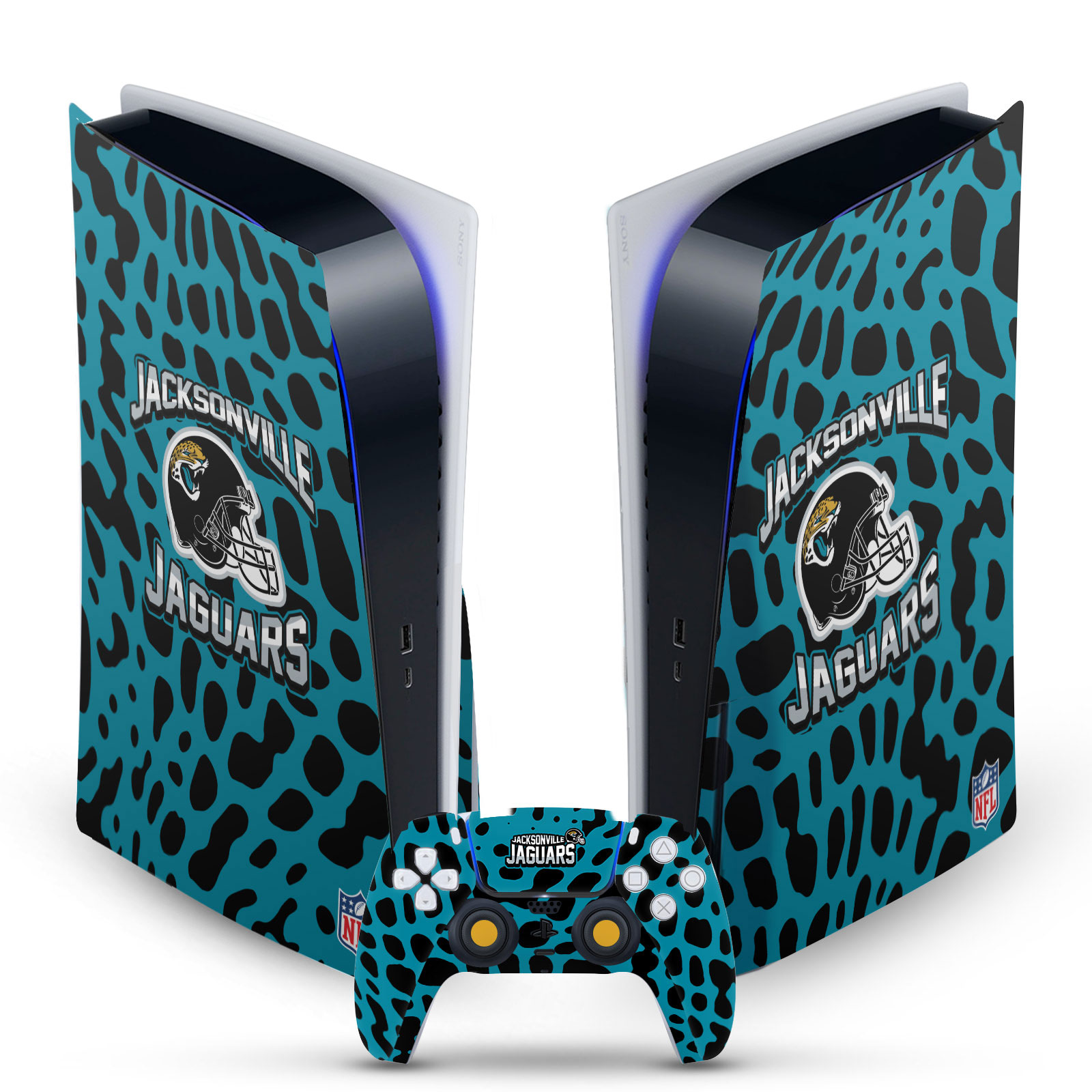 OFFICIAL NFL JACKSONVILLE JAGUARS VINYL SKIN FOR SONY PS5 DISC EDITION BUNDLE