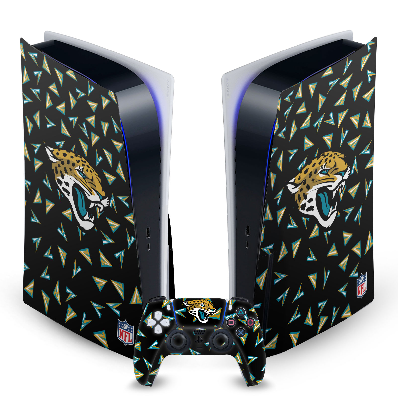 OFFICIAL NFL JACKSONVILLE JAGUARS VINYL SKIN FOR SONY PS5 DISC EDITION BUNDLE