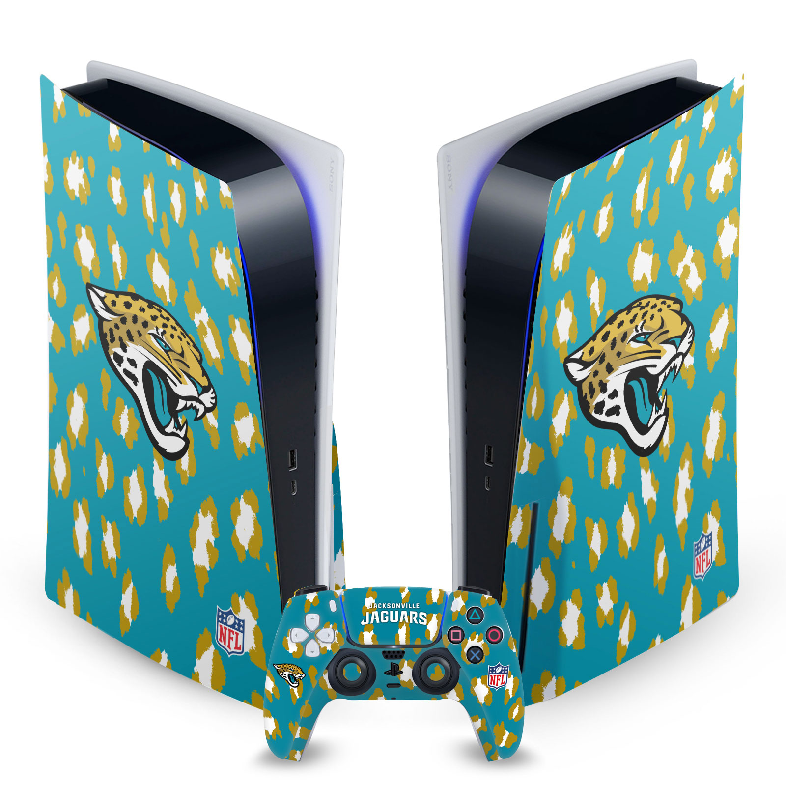 OFFICIAL NFL JACKSONVILLE JAGUARS VINYL SKIN FOR SONY PS5 DISC EDITION BUNDLE