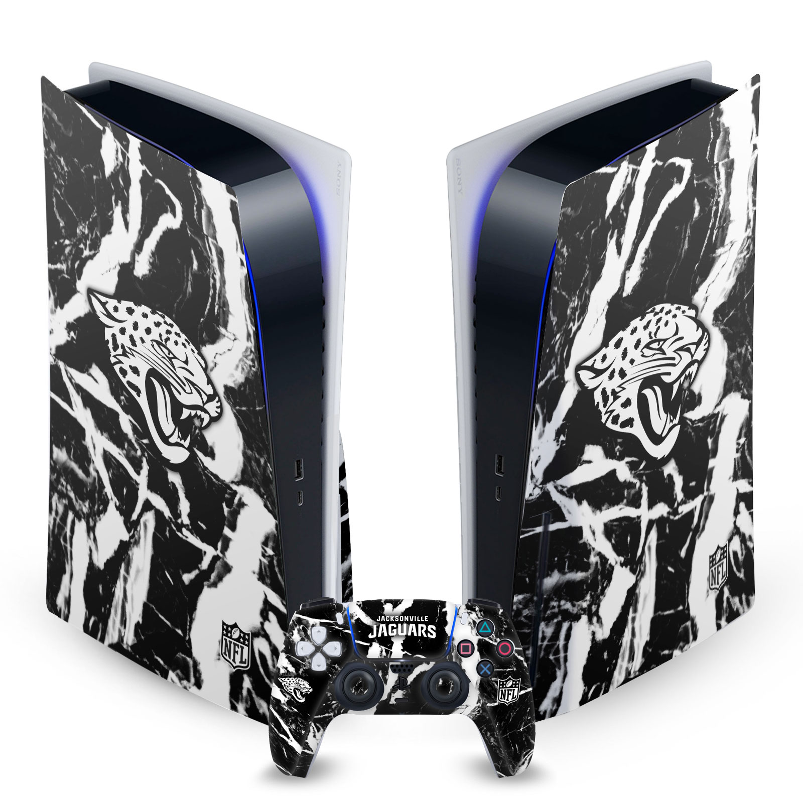 OFFICIAL NFL JACKSONVILLE JAGUARS VINYL SKIN FOR SONY PS5 DISC EDITION BUNDLE