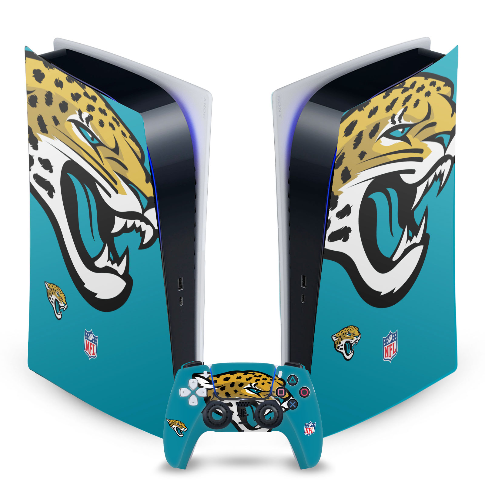 OFFICIAL NFL JACKSONVILLE JAGUARS VINYL SKIN FOR SONY PS5 DIGITAL EDITION BUNDLE