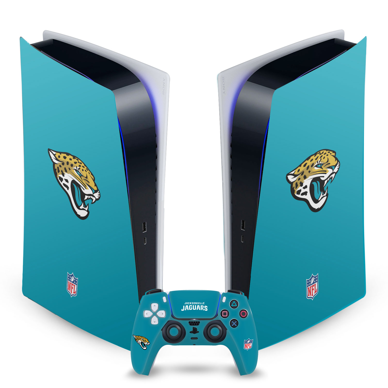 OFFICIAL NFL JACKSONVILLE JAGUARS VINYL SKIN FOR SONY PS5 DIGITAL EDITION BUNDLE