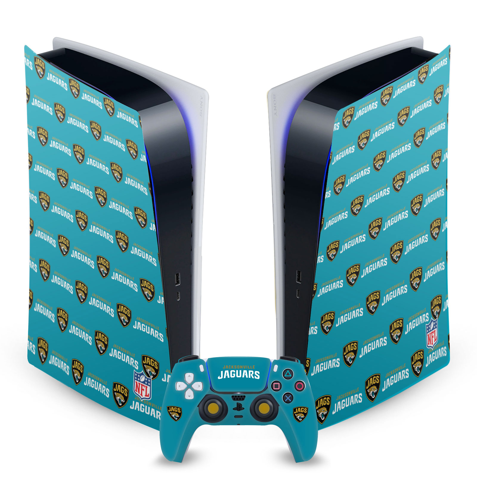 OFFICIAL NFL JACKSONVILLE JAGUARS VINYL SKIN FOR SONY PS5 DIGITAL EDITION BUNDLE