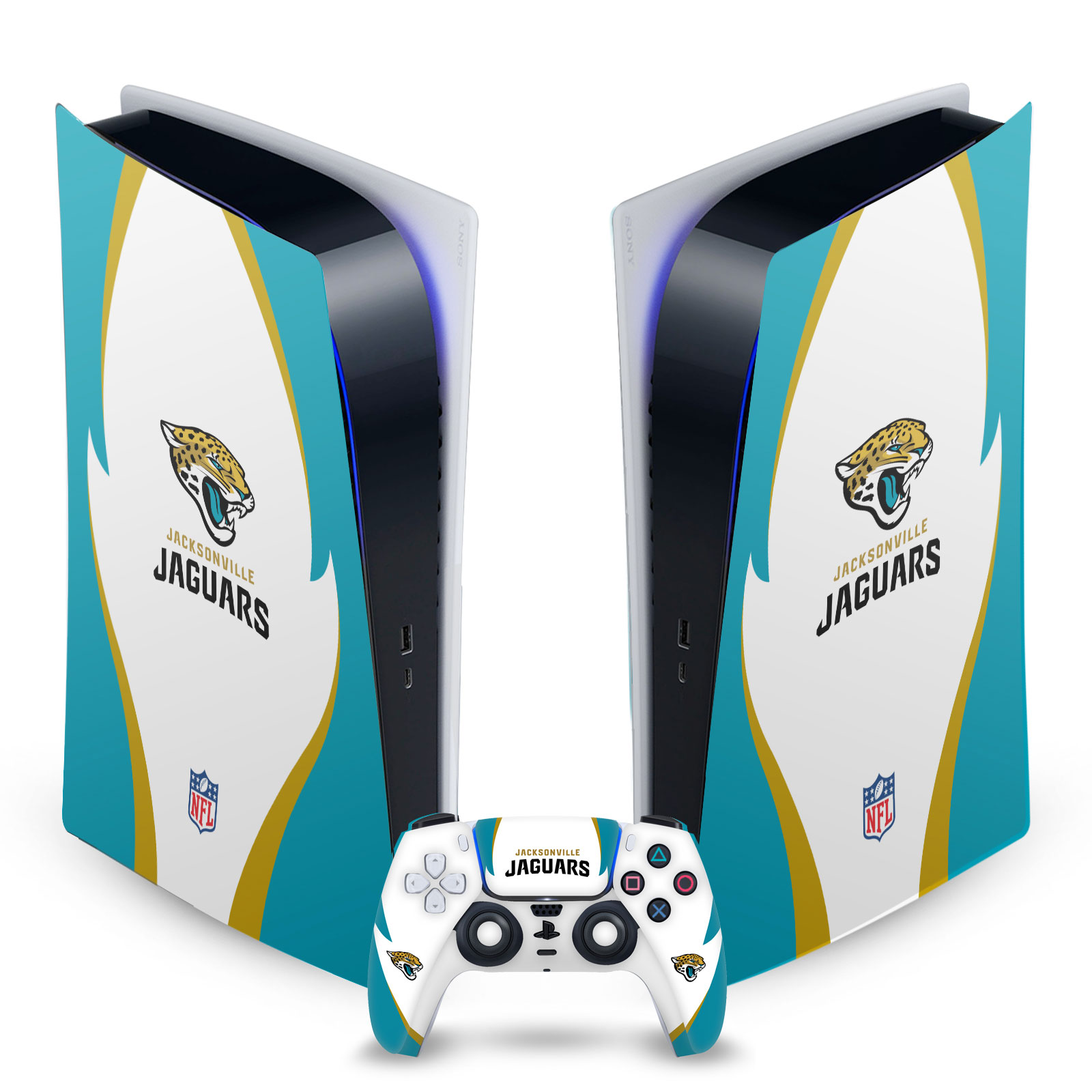 OFFICIAL NFL JACKSONVILLE JAGUARS VINYL SKIN FOR SONY PS5 DIGITAL EDITION BUNDLE