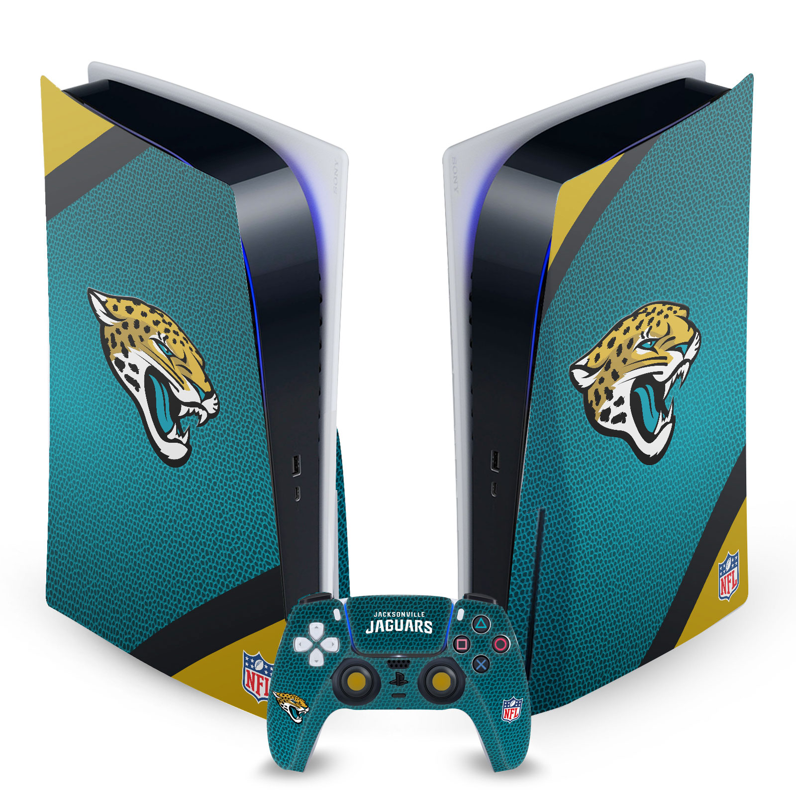 OFFICIAL NFL JACKSONVILLE JAGUARS VINYL SKIN FOR SONY PS5 DISC EDITION BUNDLE