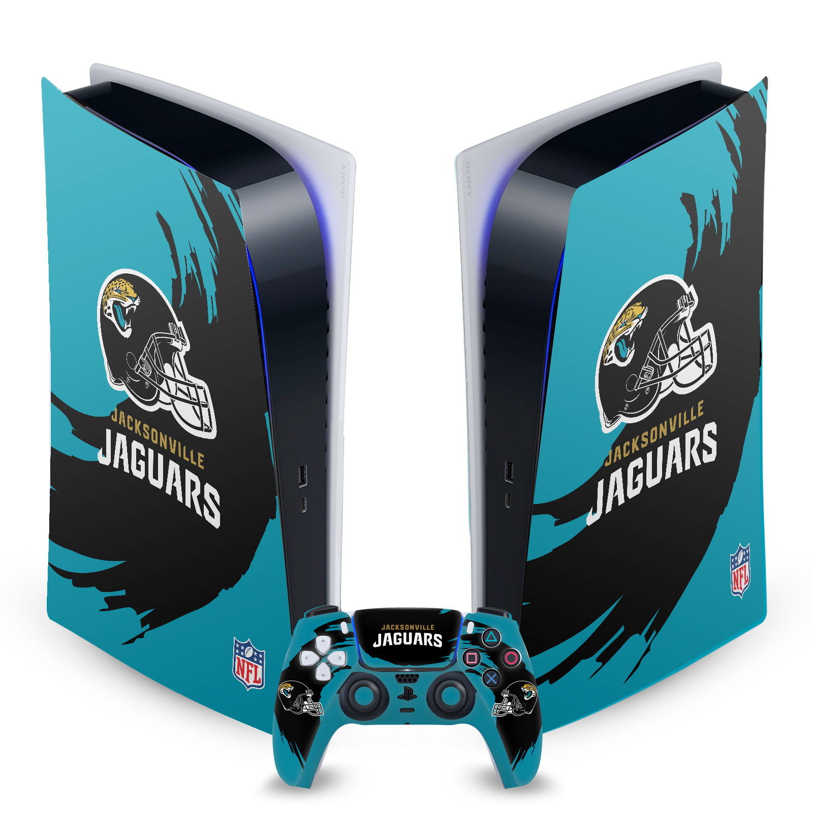 OFFICIAL NFL JACKSONVILLE JAGUARS VINYL SKIN FOR SONY PS5 DIGITAL EDITION BUNDLE