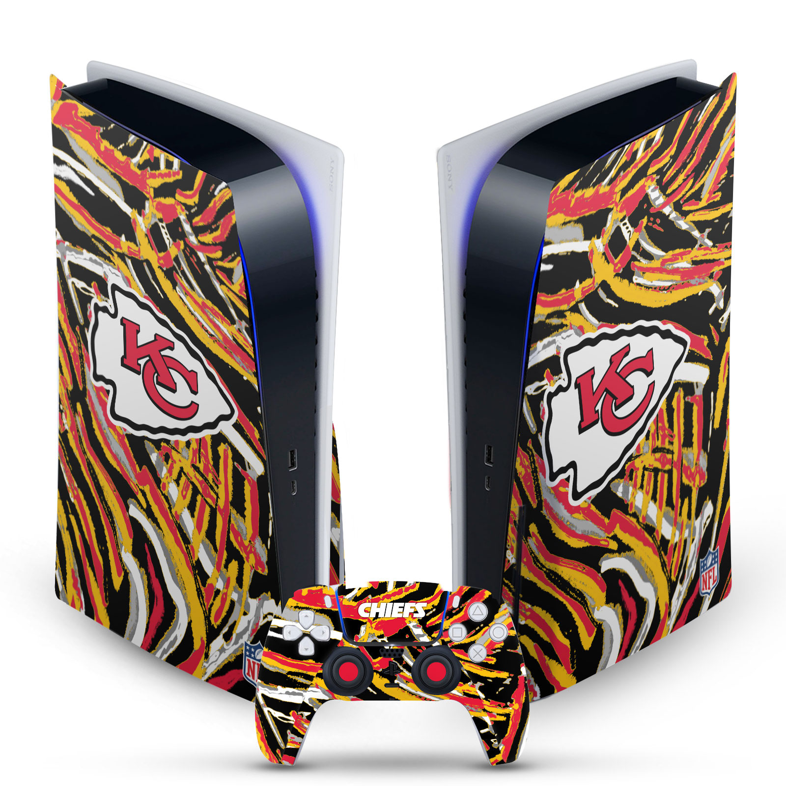 OFFICIAL NFL KANSAS CITY CHIEFS VINYL SKIN FOR SONY PS5 DISC EDITION BUNDLE