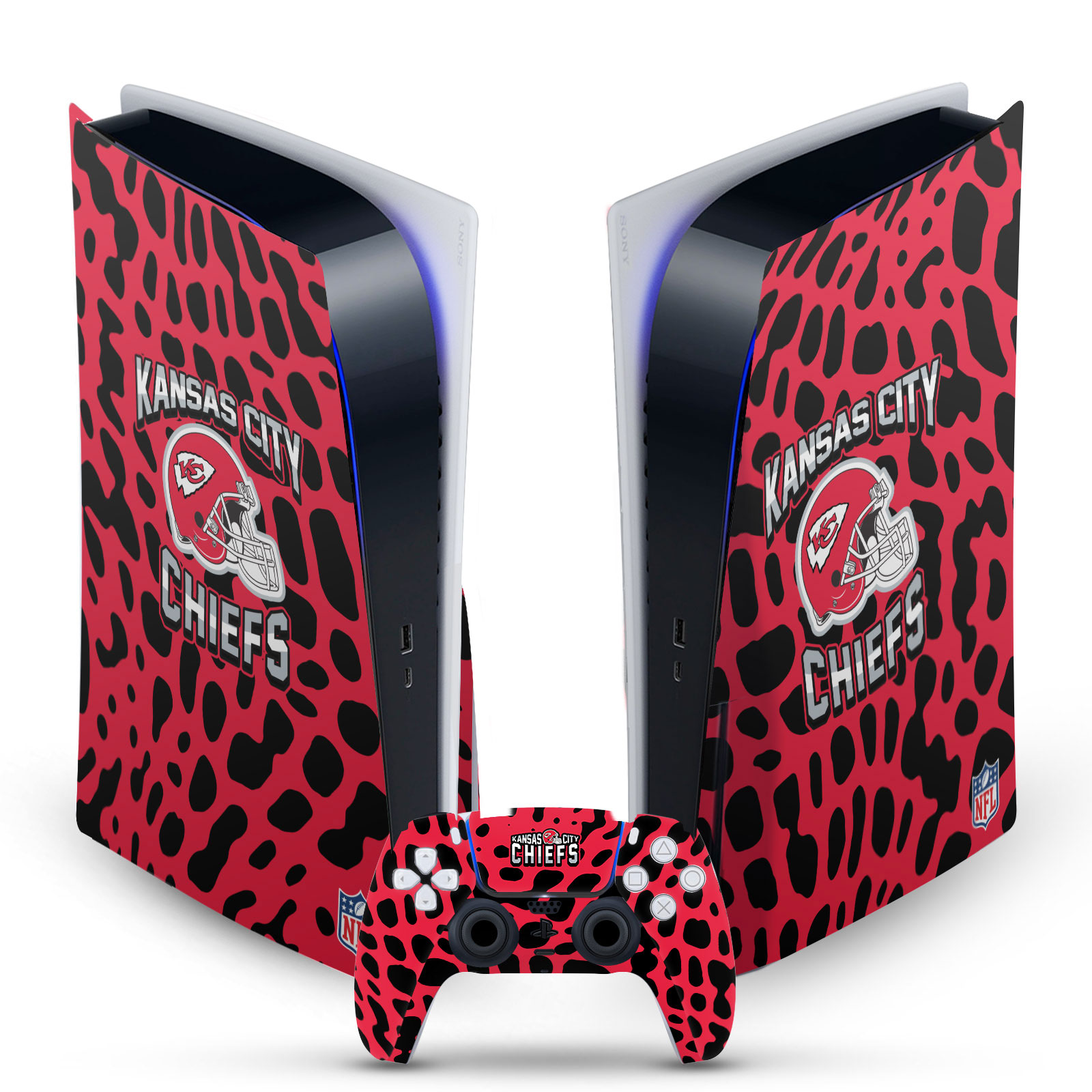 OFFICIAL NFL KANSAS CITY CHIEFS VINYL SKIN FOR SONY PS5 DISC EDITION BUNDLE