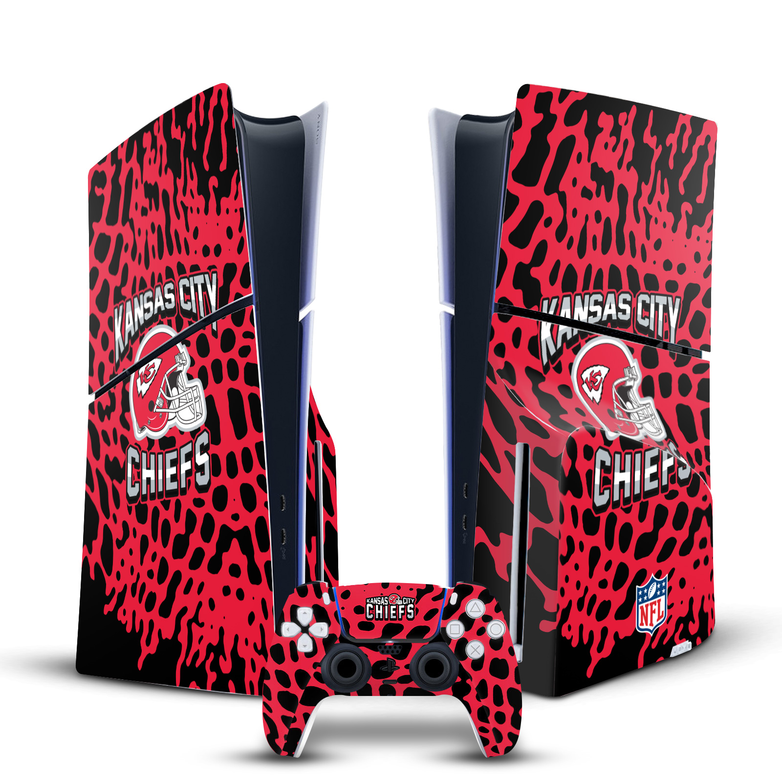 NFL KANSAS CITY CHIEFS VINYL SKIN DECAL FOR PS5 SLIM DISC CONSOLE & CONTROLLER