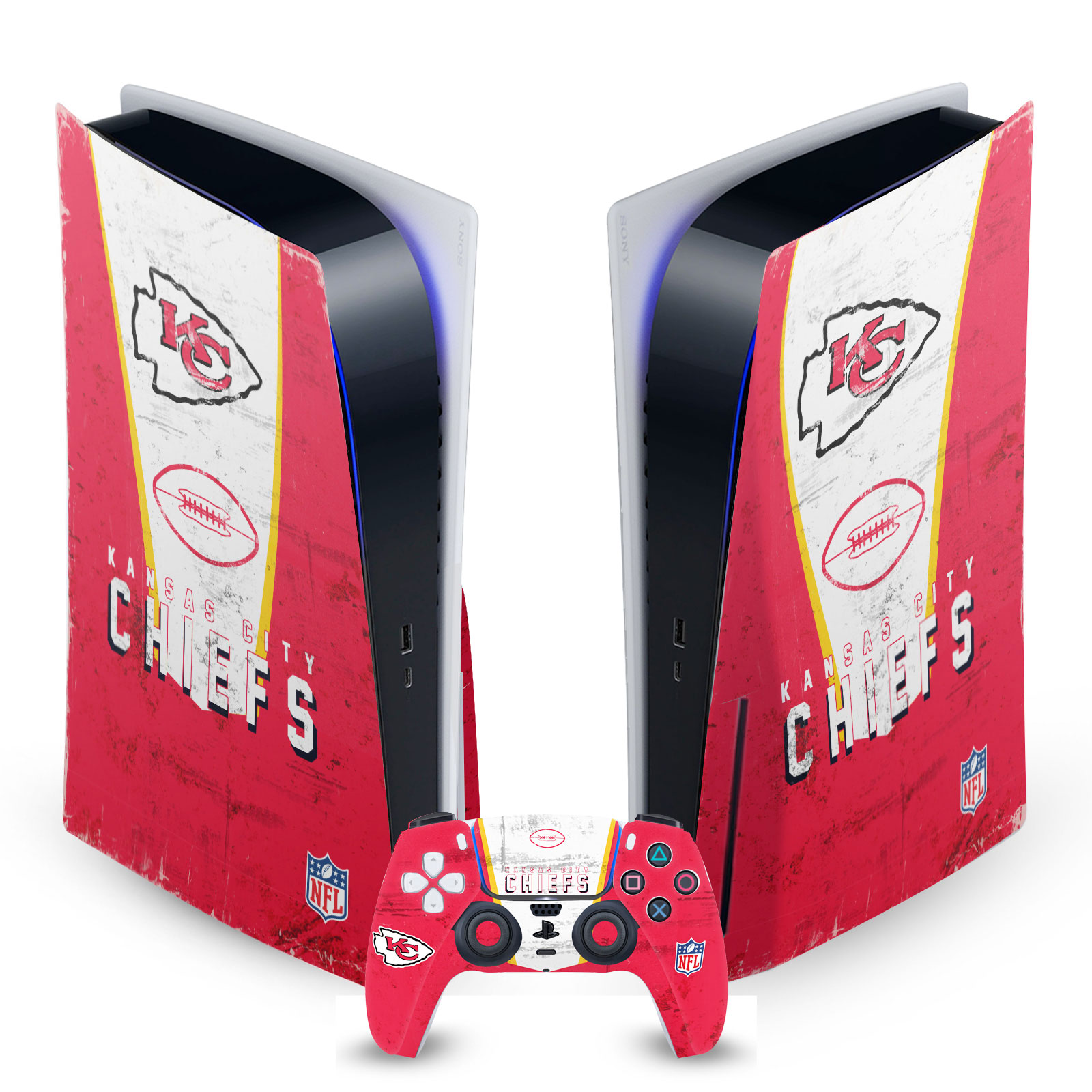 OFFICIAL NFL KANSAS CITY CHIEFS VINYL SKIN FOR SONY PS5 DISC EDITION BUNDLE