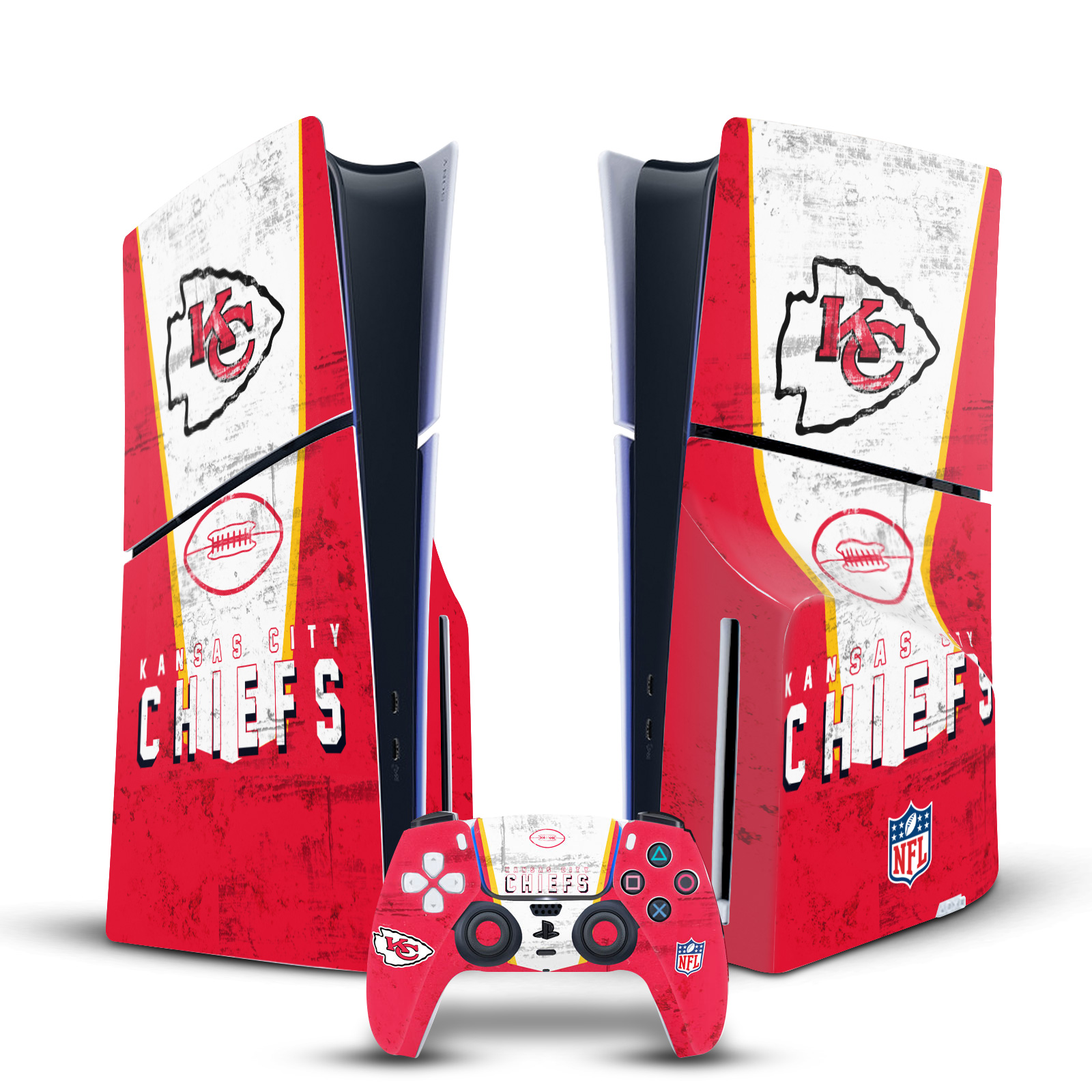 NFL KANSAS CITY CHIEFS VINYL SKIN DECAL FOR PS5 SLIM DISC CONSOLE & CONTROLLER