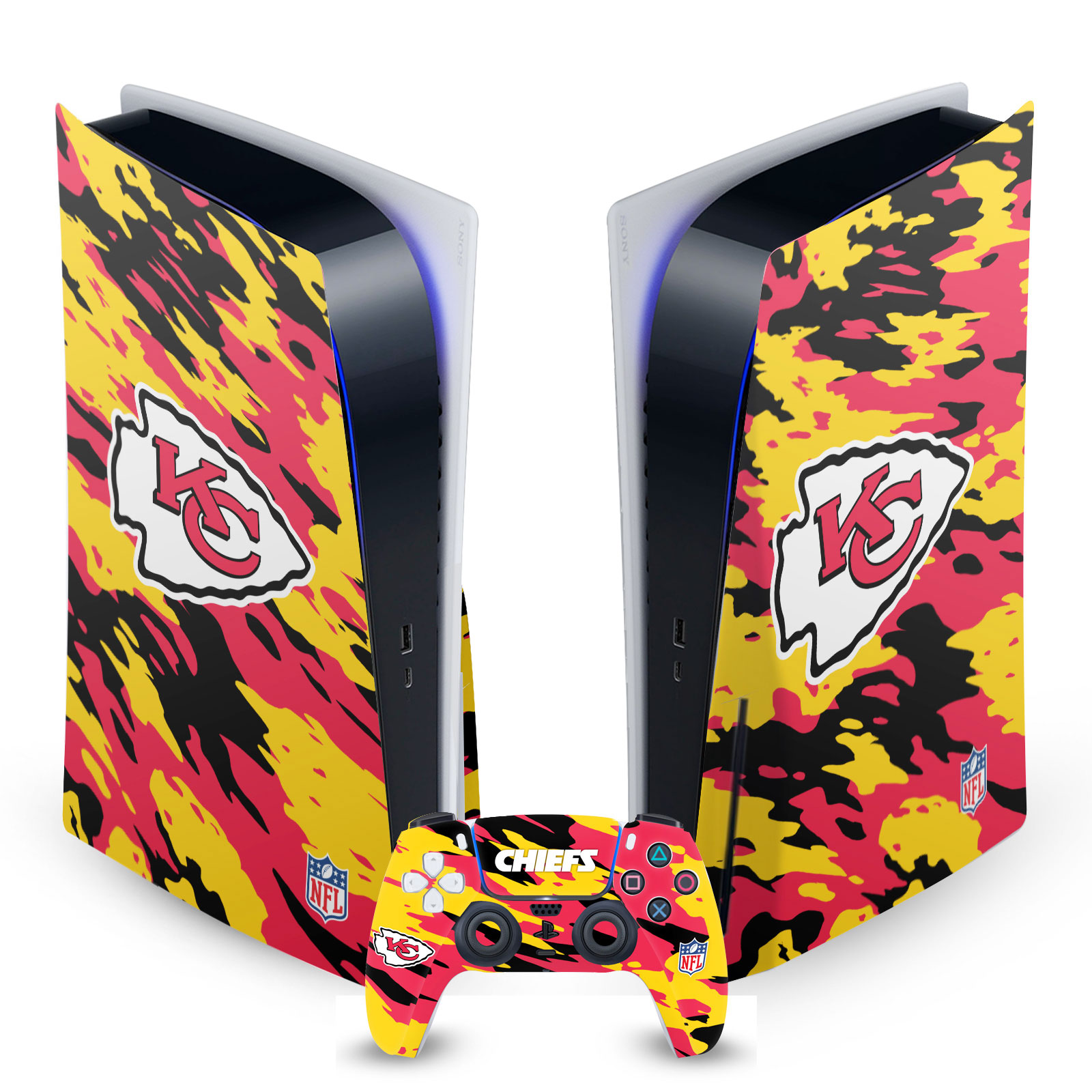 OFFICIAL NFL KANSAS CITY CHIEFS VINYL SKIN FOR SONY PS5 DISC EDITION BUNDLE