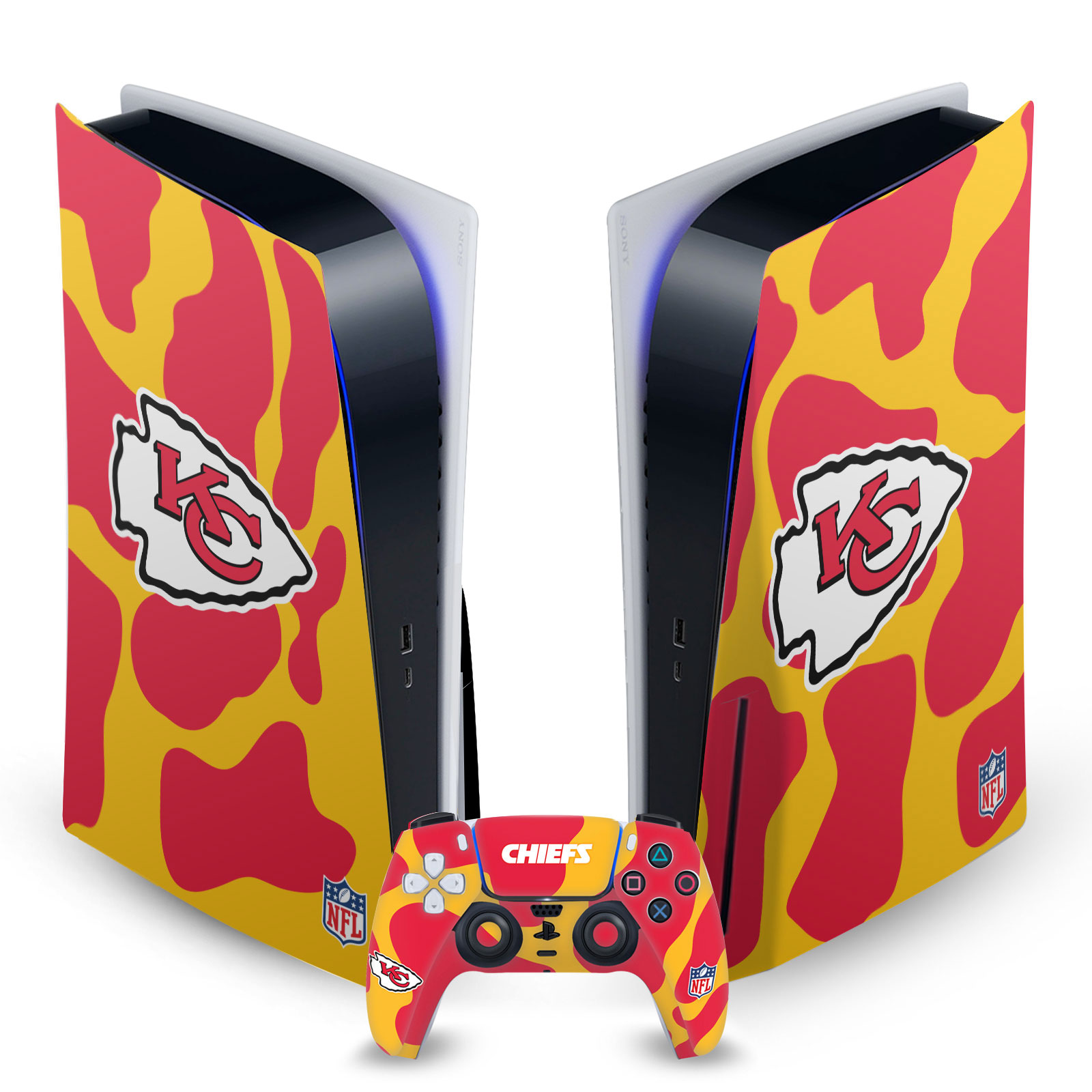 OFFICIAL NFL KANSAS CITY CHIEFS VINYL SKIN FOR SONY PS5 DISC EDITION BUNDLE