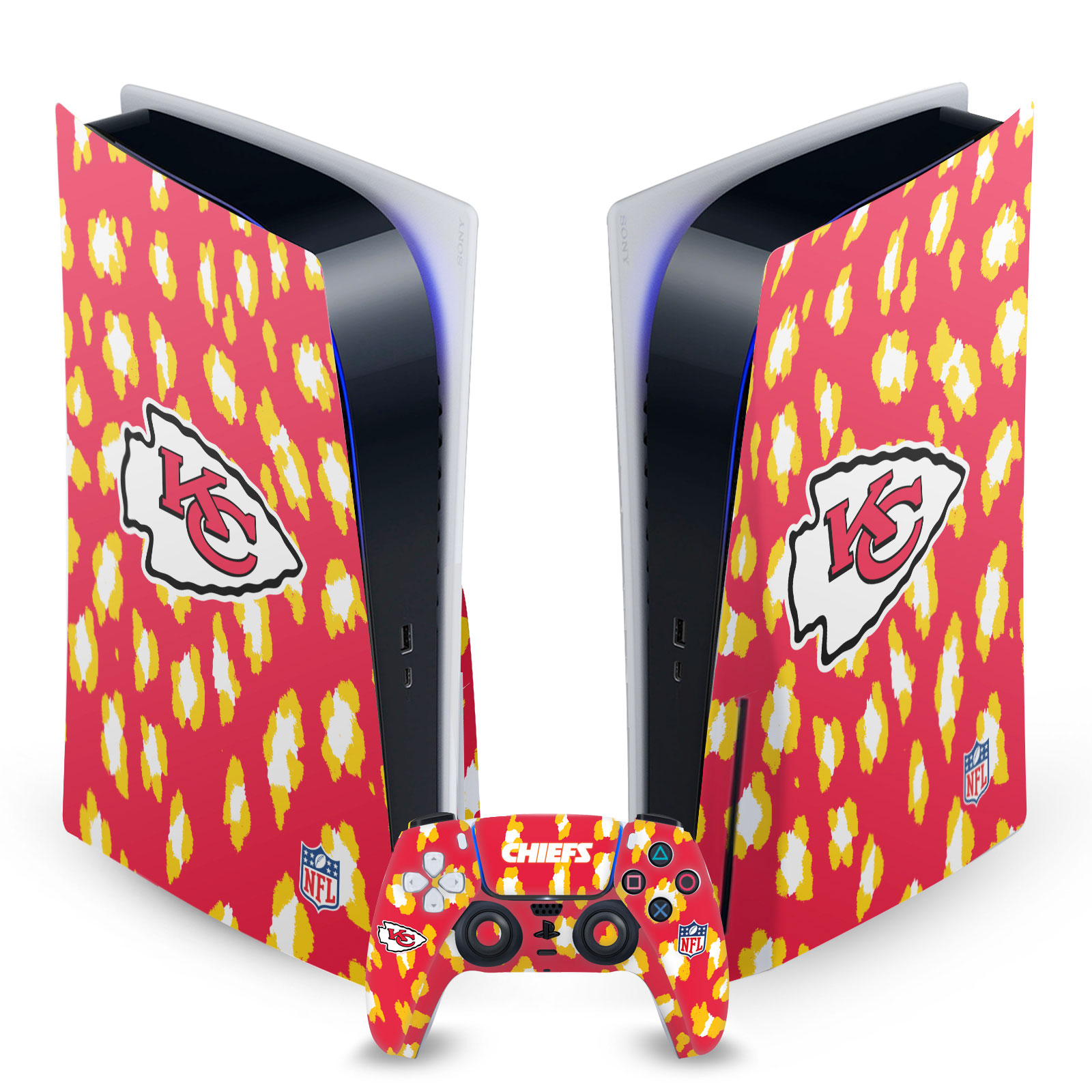 OFFICIAL NFL KANSAS CITY CHIEFS VINYL SKIN FOR SONY PS5 DISC EDITION BUNDLE