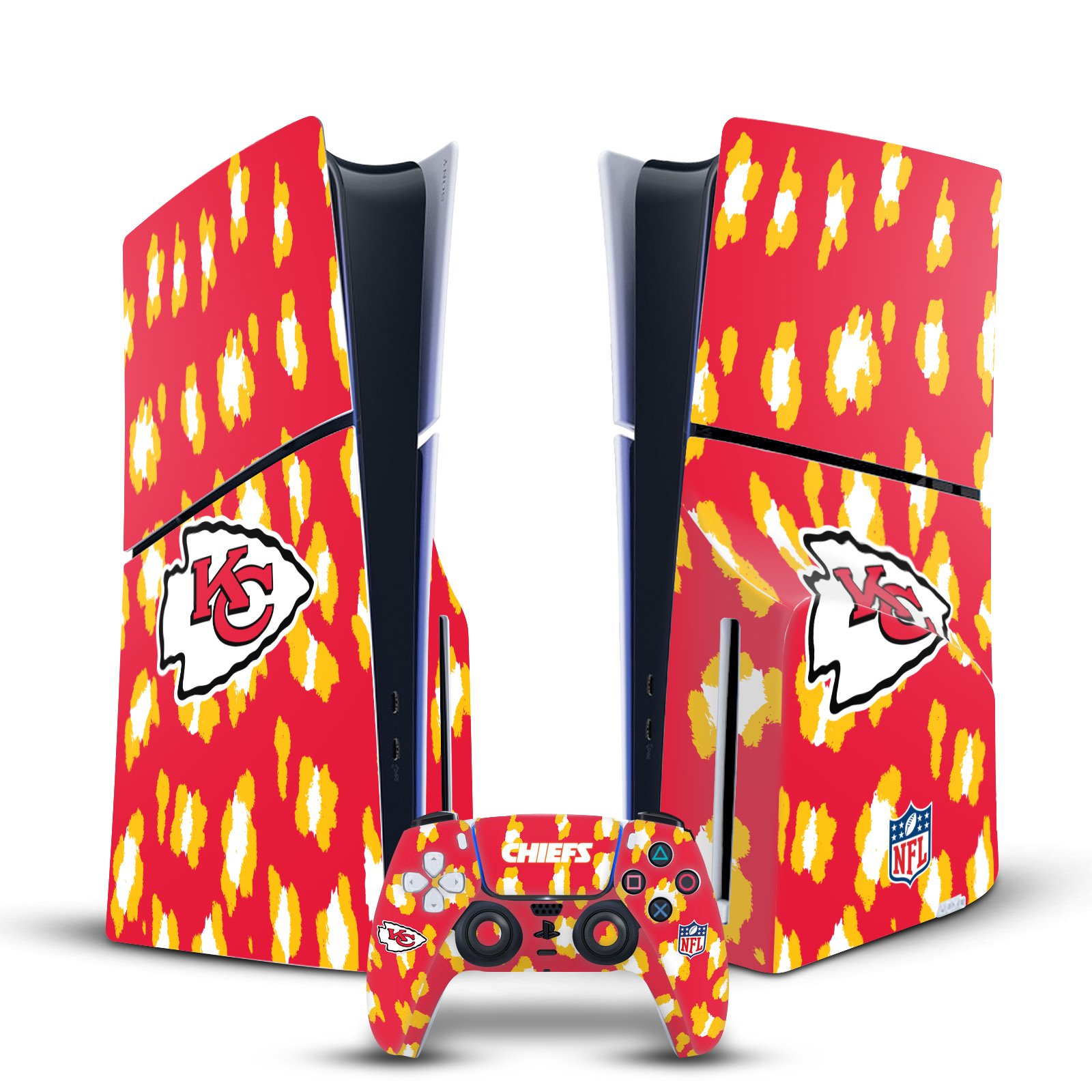 NFL KANSAS CITY CHIEFS VINYL SKIN DECAL FOR PS5 SLIM DISC CONSOLE & CONTROLLER