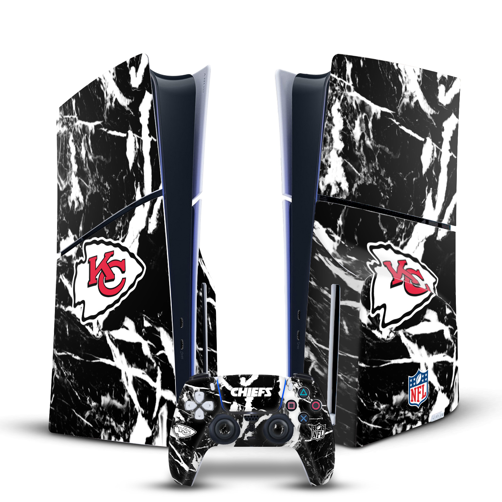 NFL KANSAS CITY CHIEFS VINYL SKIN DECAL FOR PS5 SLIM DISC CONSOLE & CONTROLLER