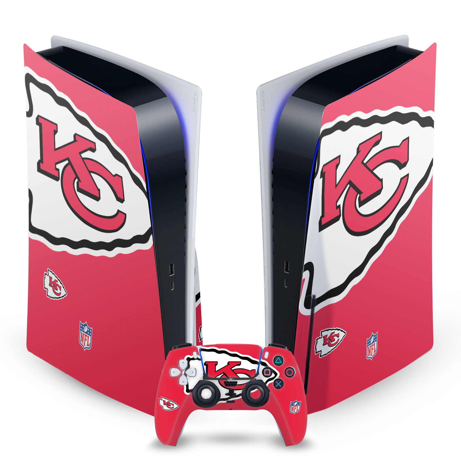 OFFICIAL NFL KANSAS CITY CHIEFS VINYL SKIN FOR SONY PS5 DISC EDITION BUNDLE