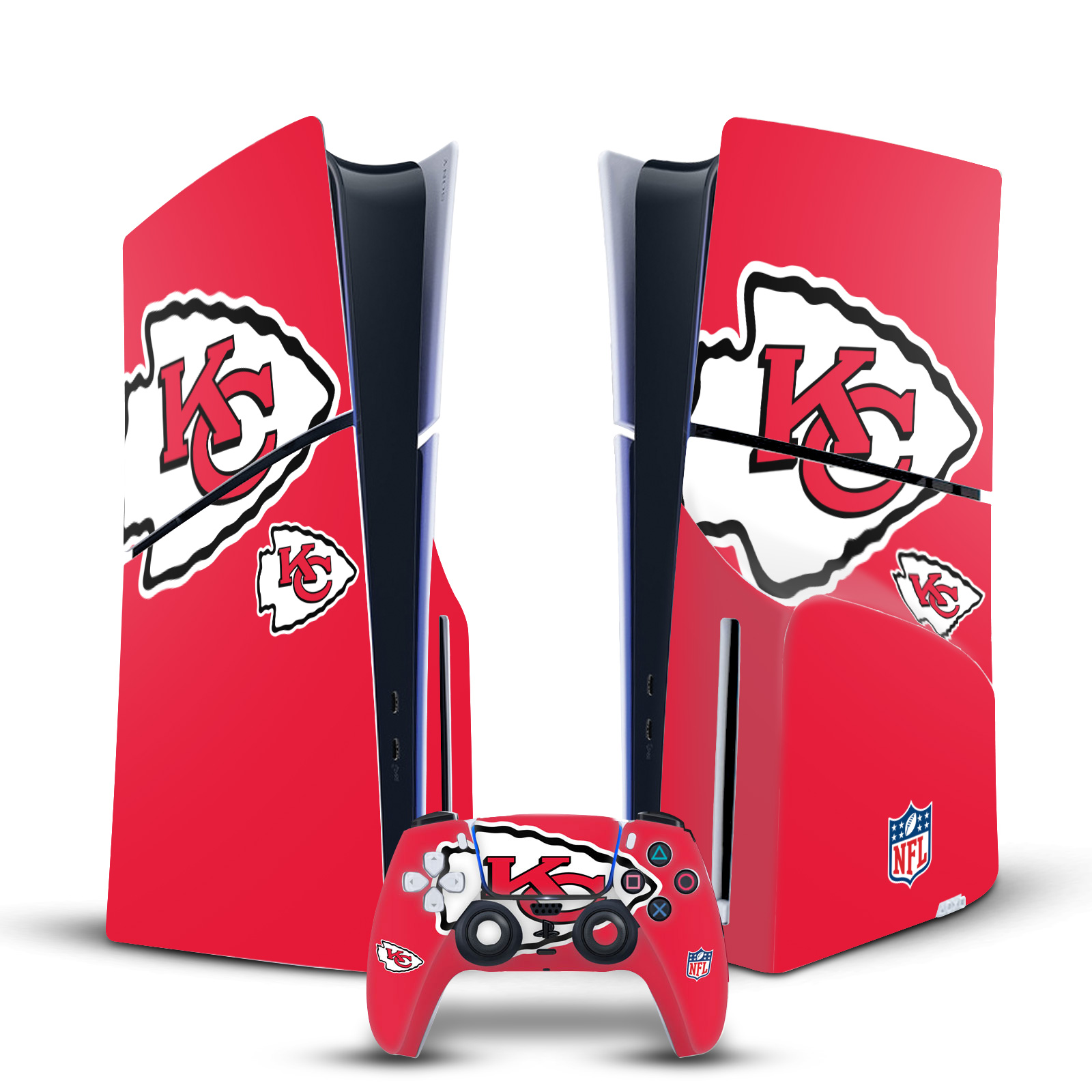 NFL KANSAS CITY CHIEFS VINYL SKIN DECAL FOR PS5 SLIM DISC CONSOLE & CONTROLLER