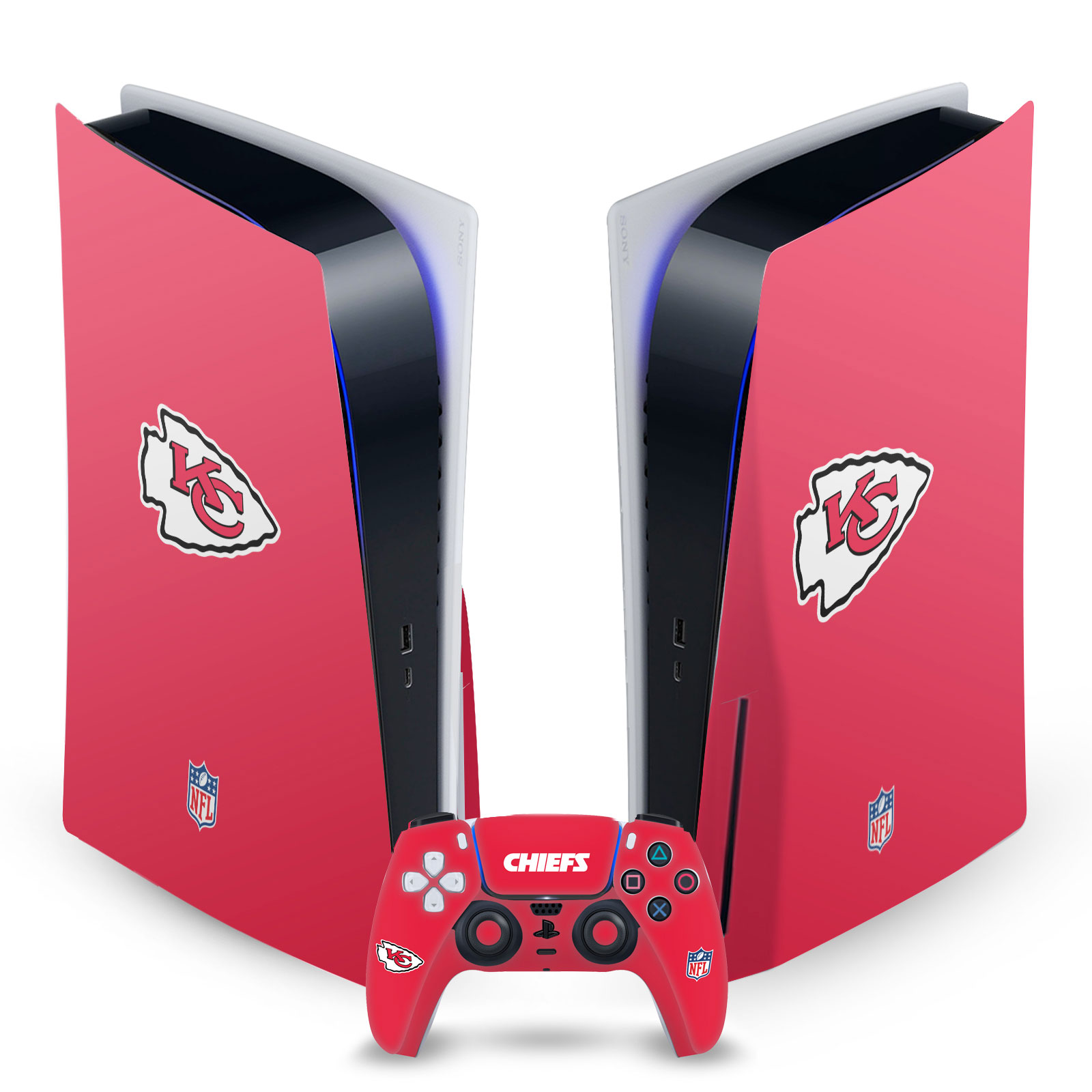 OFFICIAL NFL KANSAS CITY CHIEFS VINYL SKIN FOR SONY PS5 DISC EDITION BUNDLE