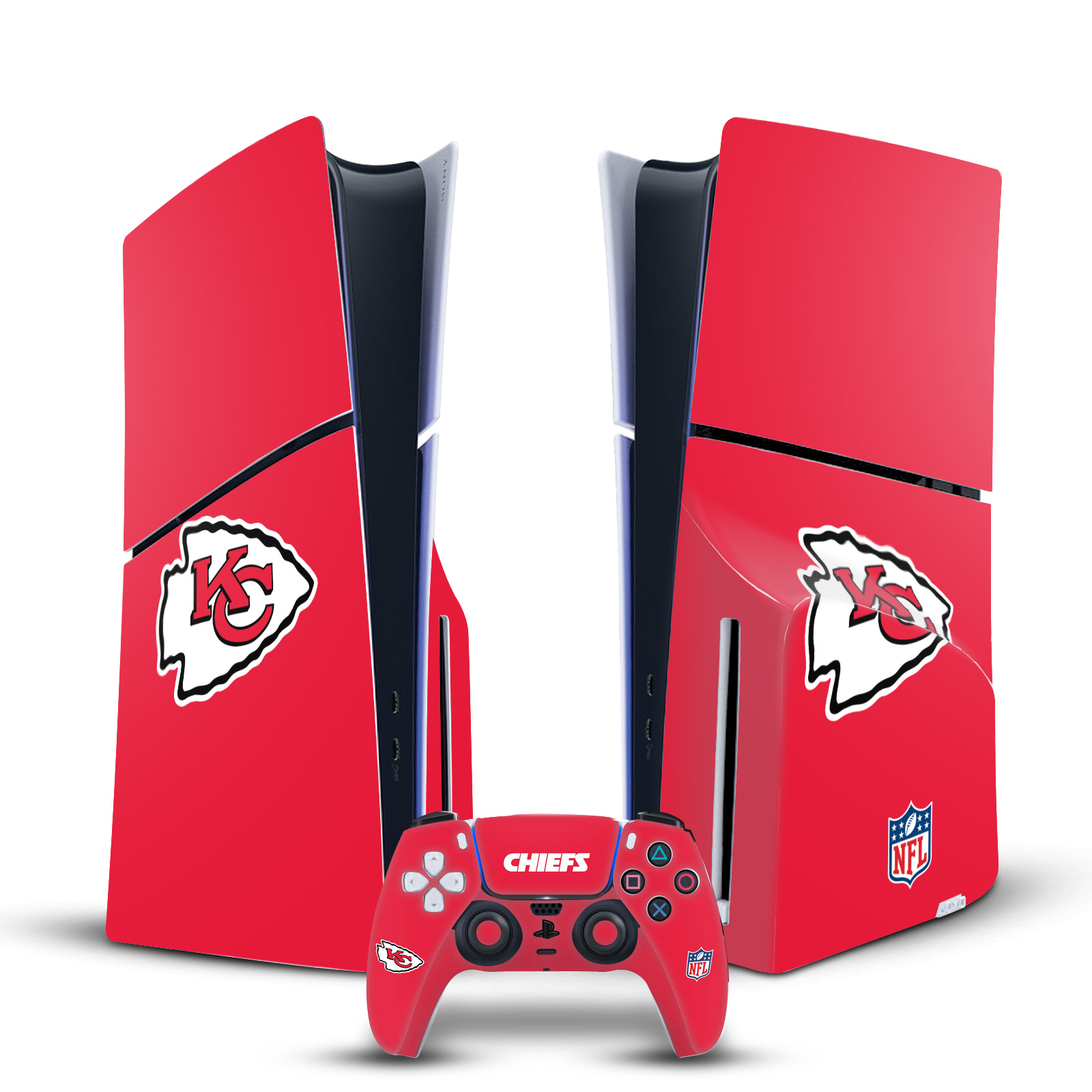 NFL KANSAS CITY CHIEFS VINYL SKIN DECAL FOR PS5 SLIM DISC CONSOLE & CONTROLLER