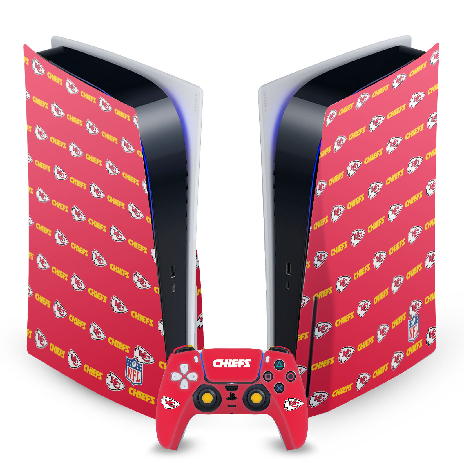 OFFICIAL NFL KANSAS CITY CHIEFS VINYL SKIN FOR SONY PS5 DISC EDITION BUNDLE