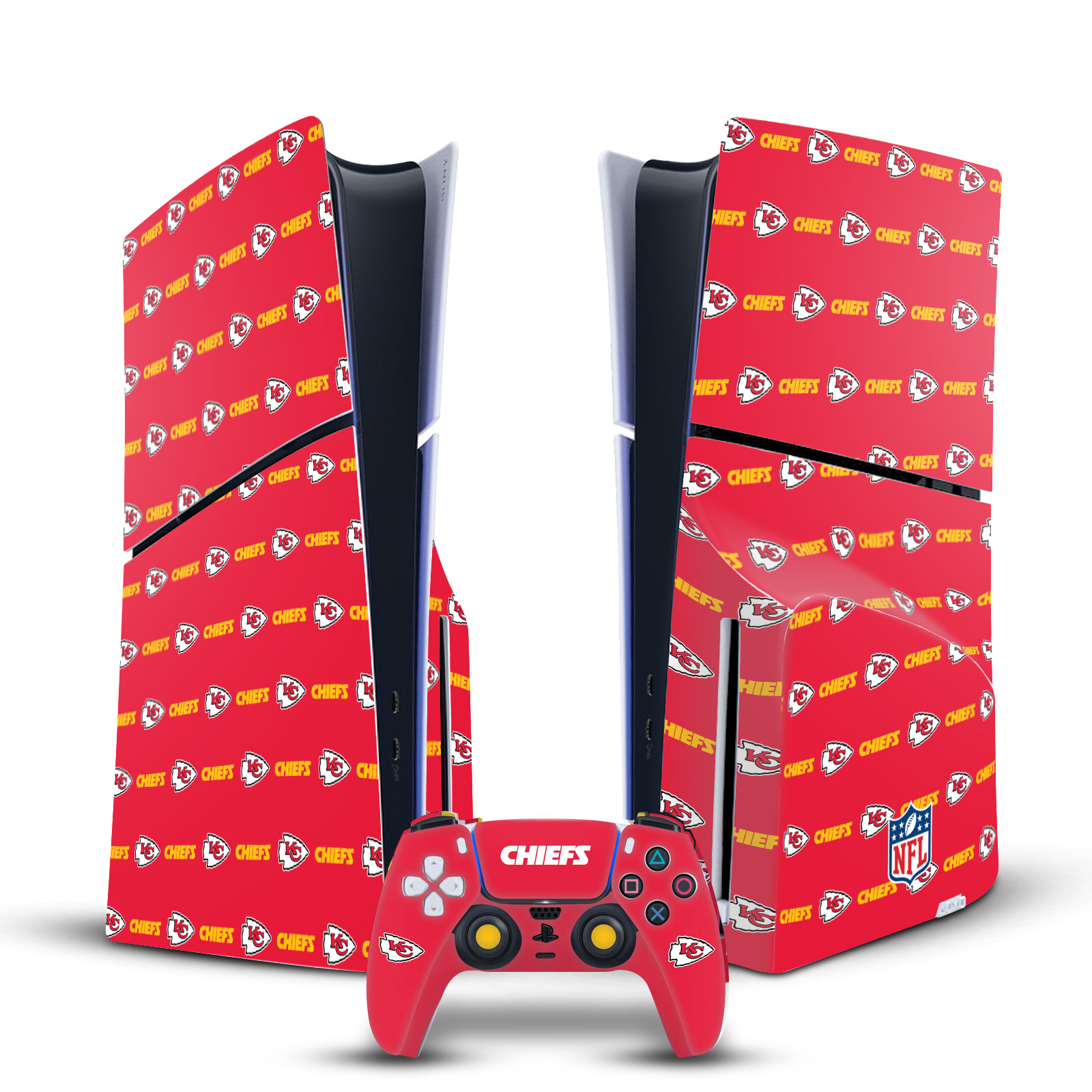 NFL KANSAS CITY CHIEFS VINYL SKIN DECAL FOR PS5 SLIM DISC CONSOLE & CONTROLLER