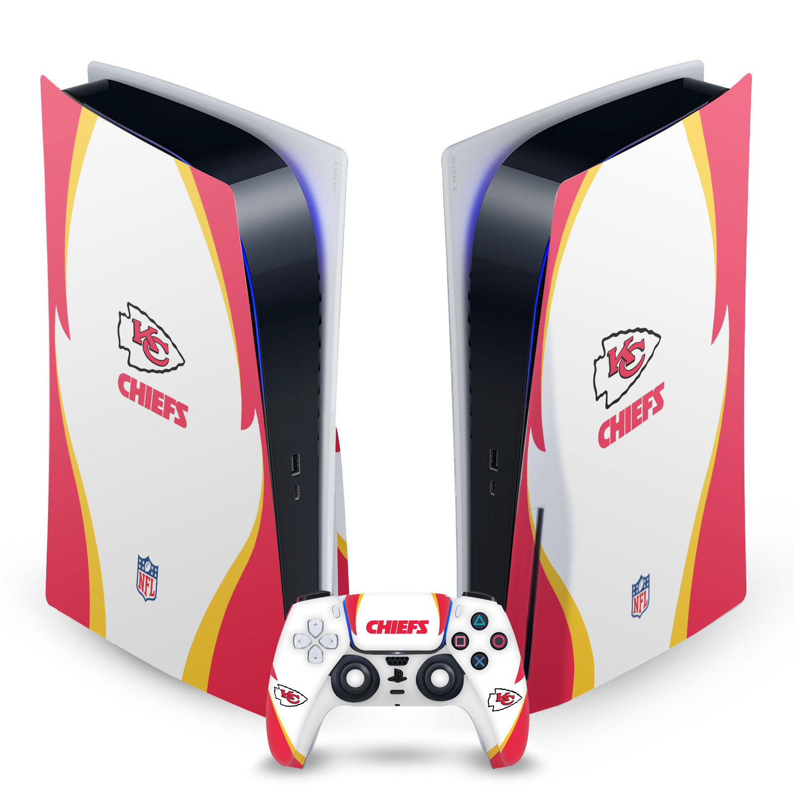 OFFICIAL NFL KANSAS CITY CHIEFS VINYL SKIN FOR SONY PS5 DISC EDITION BUNDLE