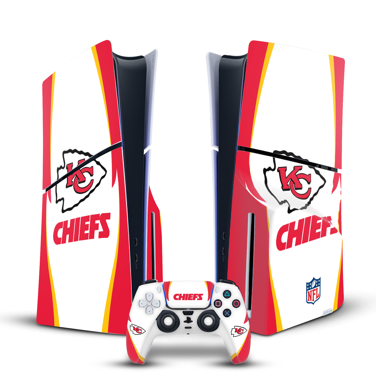 NFL KANSAS CITY CHIEFS VINYL SKIN DECAL FOR PS5 SLIM DISC CONSOLE & CONTROLLER