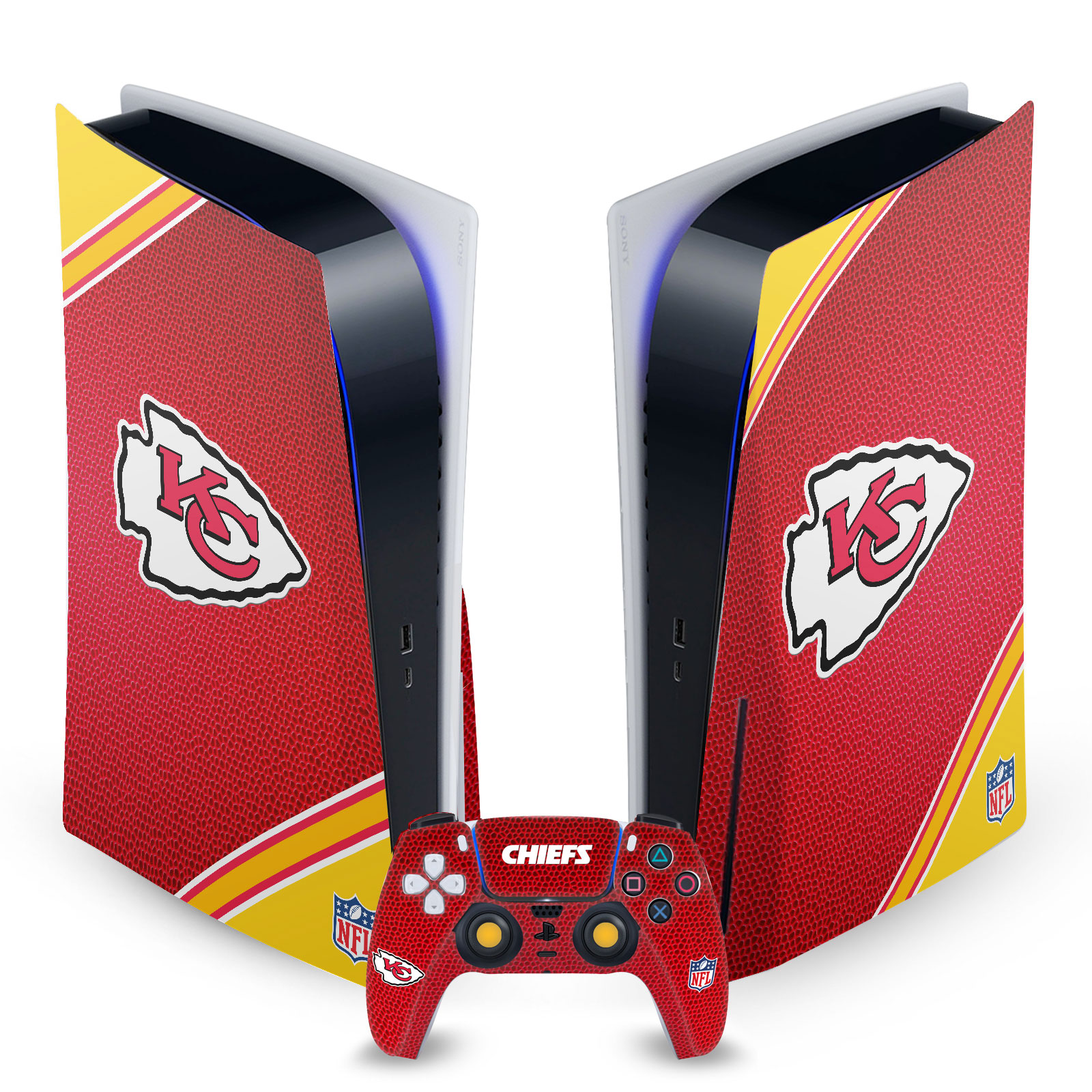 OFFICIAL NFL KANSAS CITY CHIEFS VINYL SKIN FOR SONY PS5 DISC EDITION BUNDLE