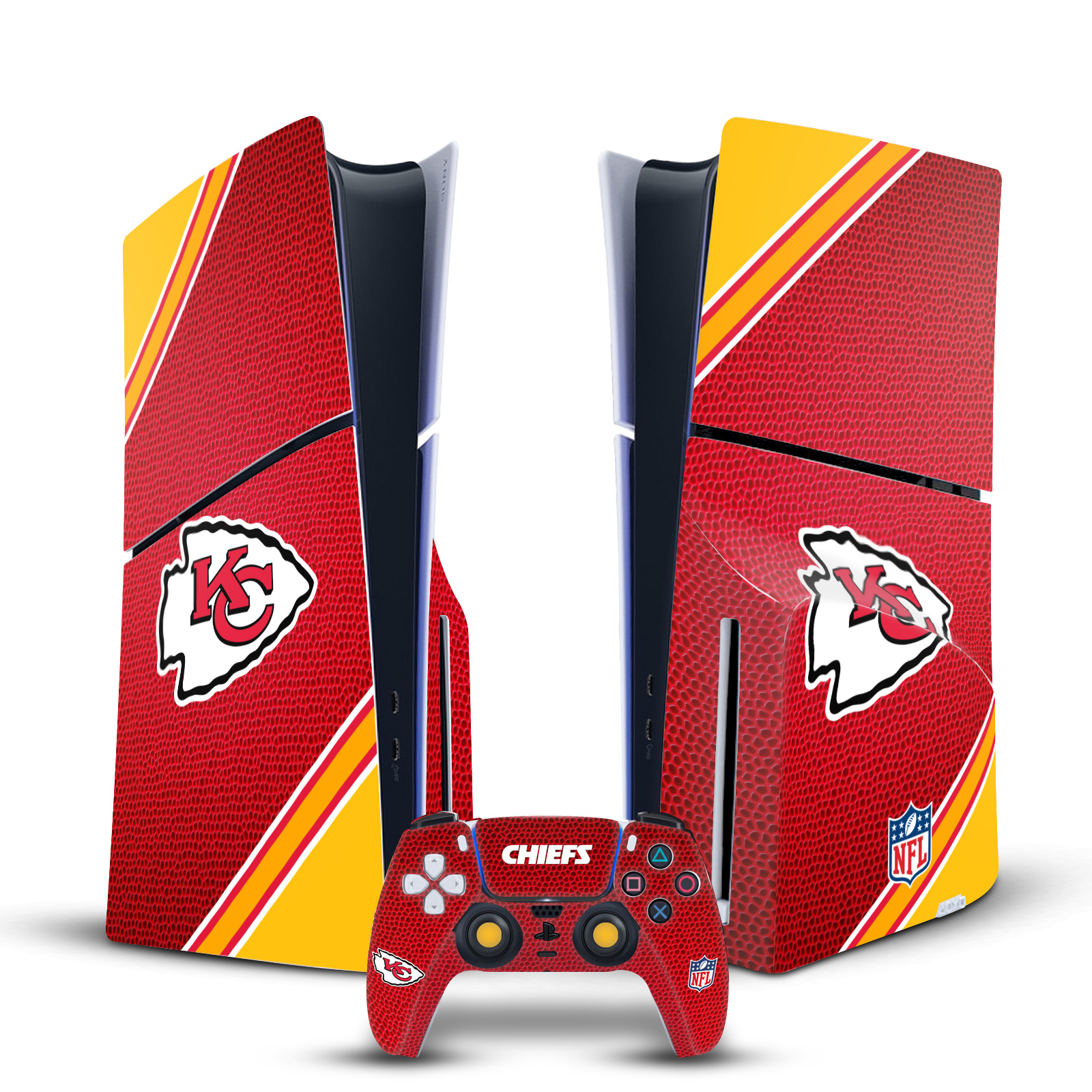 NFL KANSAS CITY CHIEFS VINYL SKIN DECAL FOR PS5 SLIM DISC CONSOLE & CONTROLLER