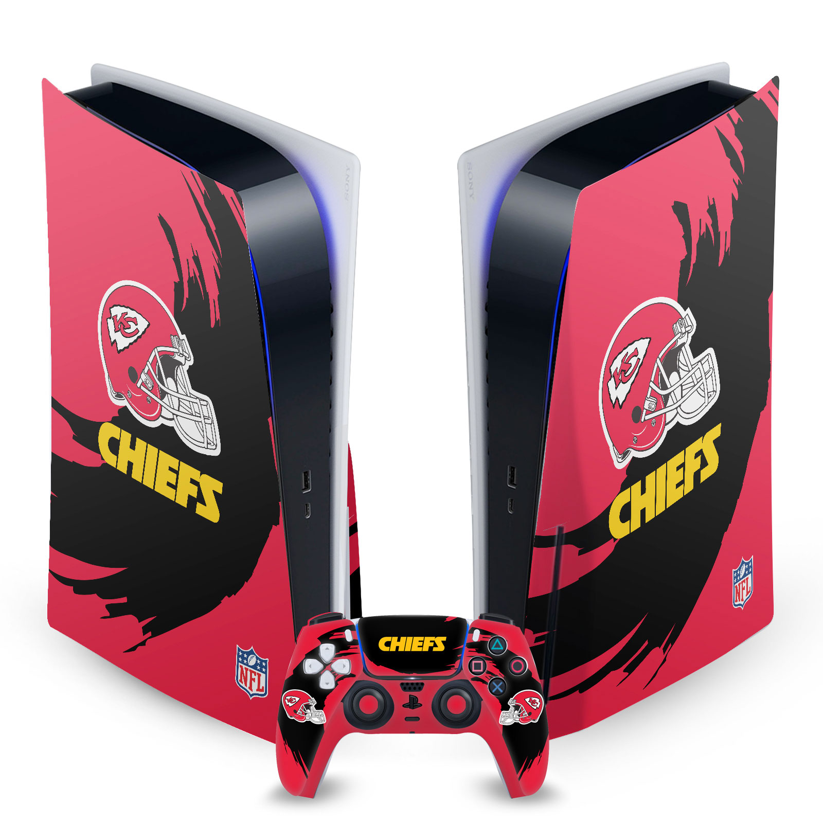 OFFICIAL NFL KANSAS CITY CHIEFS VINYL SKIN FOR SONY PS5 DISC EDITION BUNDLE