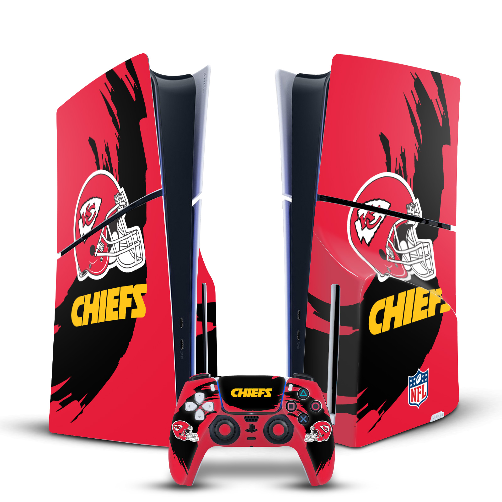 NFL KANSAS CITY CHIEFS VINYL SKIN DECAL FOR PS5 SLIM DISC CONSOLE & CONTROLLER