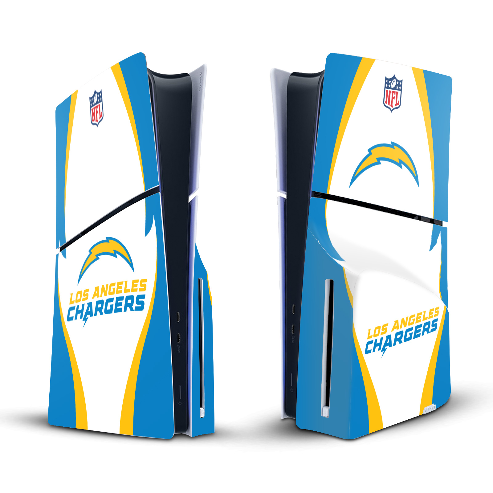 NFL LOS ANGELES CHARGERS VINYL SKIN FOR SONY PS5 SLIM DISC EDITION CONSOLE